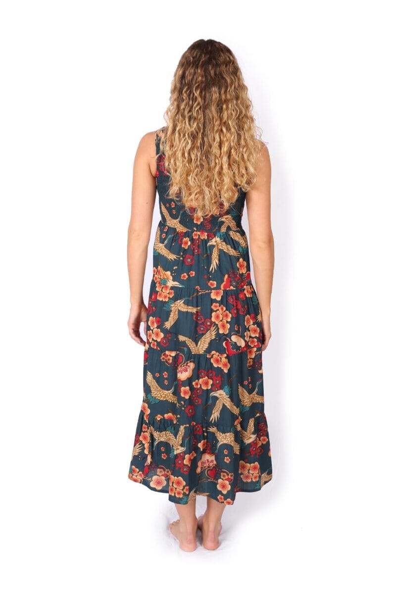 OM Designs OM Designs Long Puri Dress - Cherry Blossom Cranes OM Designs Long Puri Dress - Cherry Blossom Cranes Splash Swimwear Dresses