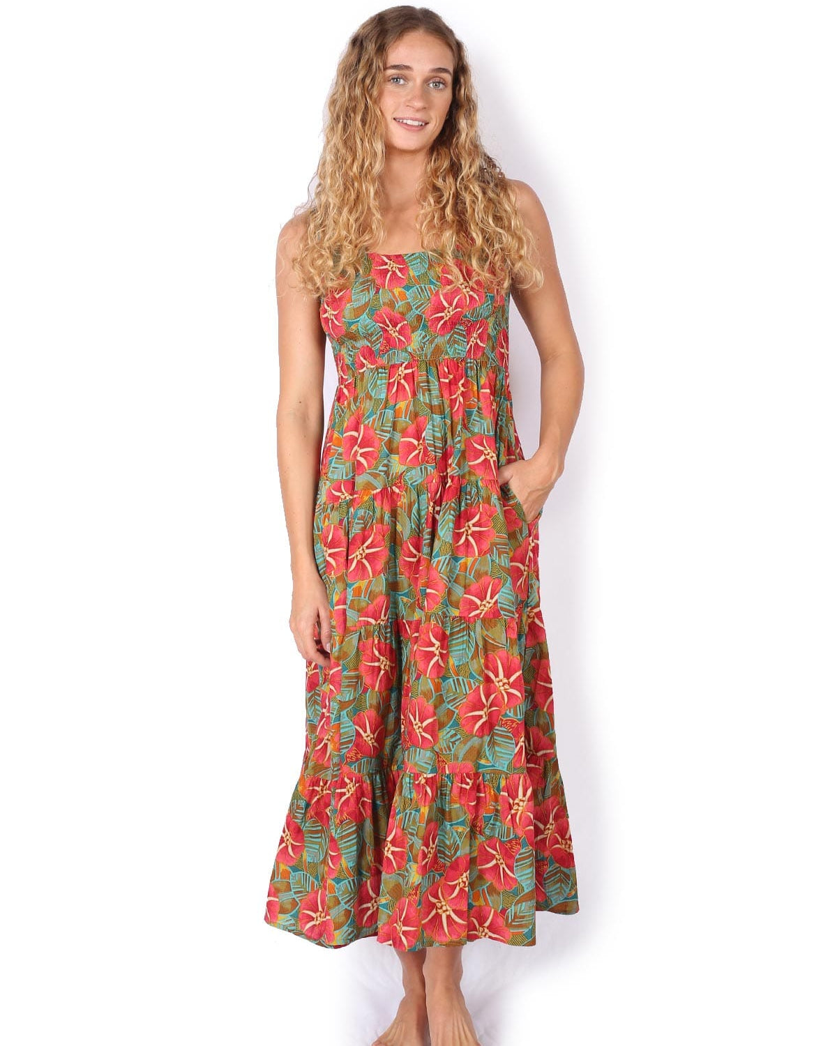 OM Designs OM Designs Long Puri Dress - Hibiscus OM Designs Long Puri Dress - Hibiscus Splash Swimwear Dresses