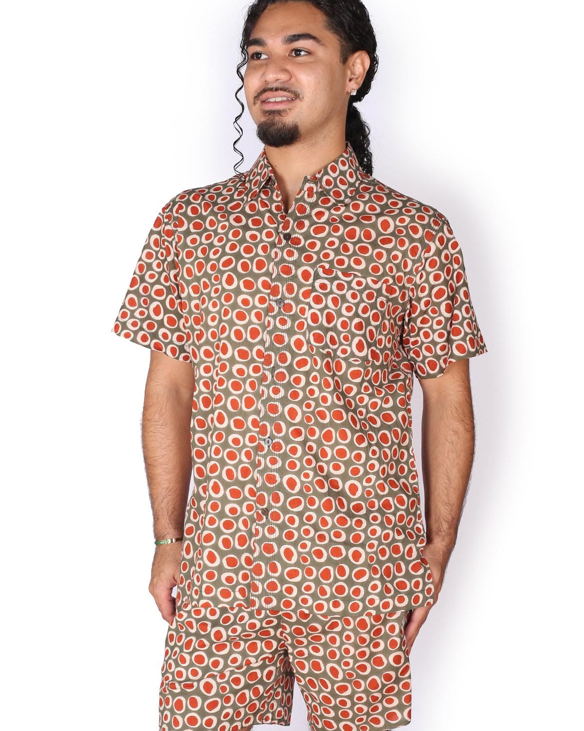 OM Designs OM Designs Mens Shirt - Thar Desert Men's Cotton Shirt - Crocodiles Splash Swimwear Mens Shirt