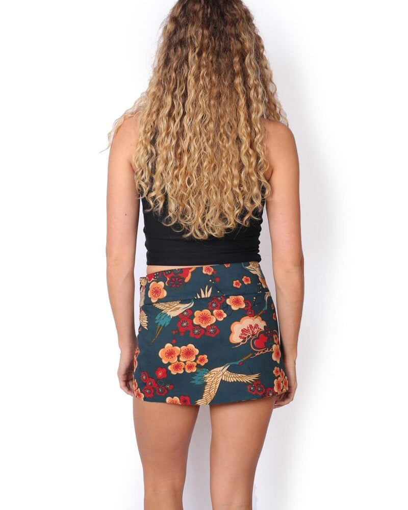 OM Designs OM Designs Mini Reversible Skirt - Cherry Blossom Cranes/Exotic Vibes OM Designs Mini Reversible Skirt - Cherry Blossom Cranes/Exotic Vibes Splash Swimwear Skirt O/S 1000030829