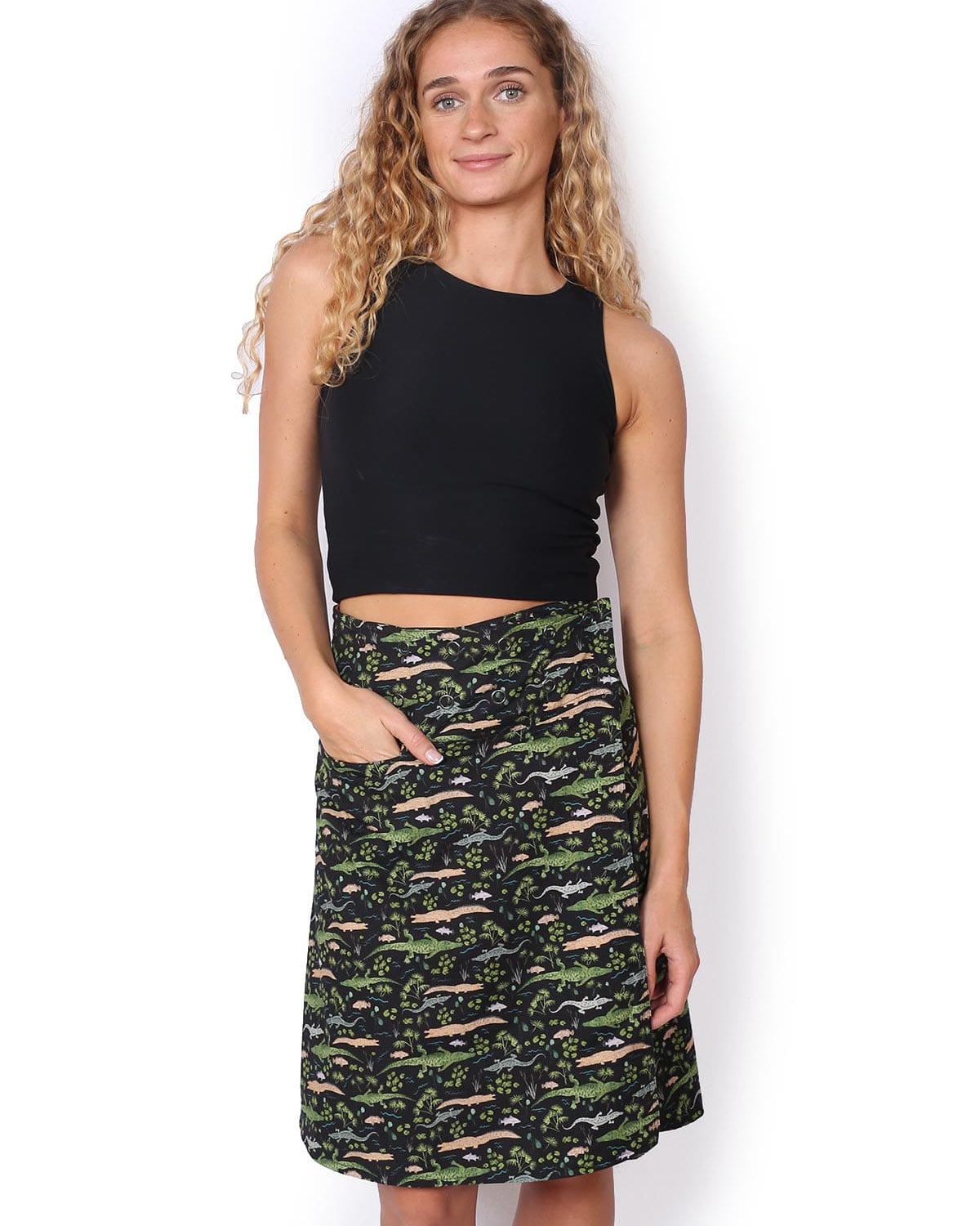 OM Designs OM Designs Reversible Chameleon Skirt - Croc Black/Ochre Fish OM Designs Reversible Chameleon Skirt - Croc Black/Ochre Fish Splash Swimwear Skirt O/S 1000030825