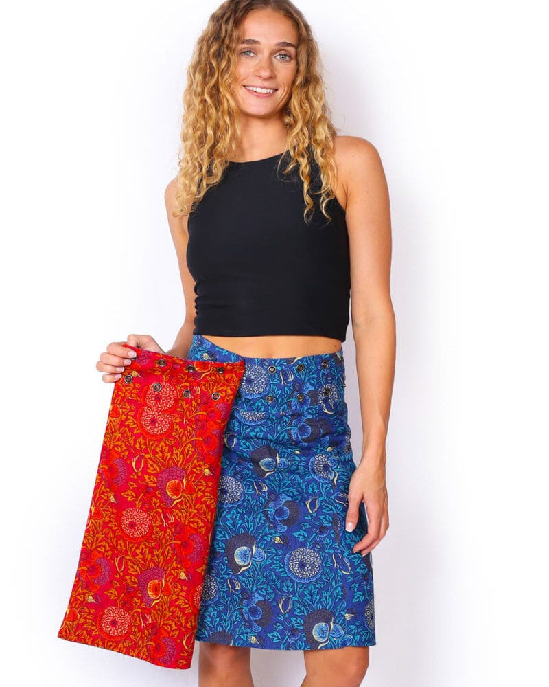OM Designs OM Designs Reversible Chameleon Skirt - Secret Garden Blue/Pink OM Designs Reversible Chameleon Skirt - Secret Garden Blue/Pink Splash Swimwear Skirt O/S 1000030823