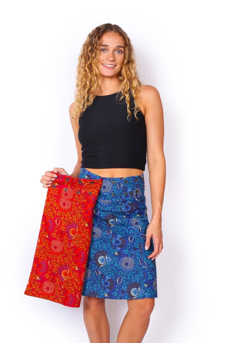 OM Designs OM Designs Reversible Chameleon Skirt - Secret Garden Blue/Pink OM Designs Reversible Chameleon Skirt - Secret Garden Blue/Pink Splash Swimwear Skirt O/S 1000030823