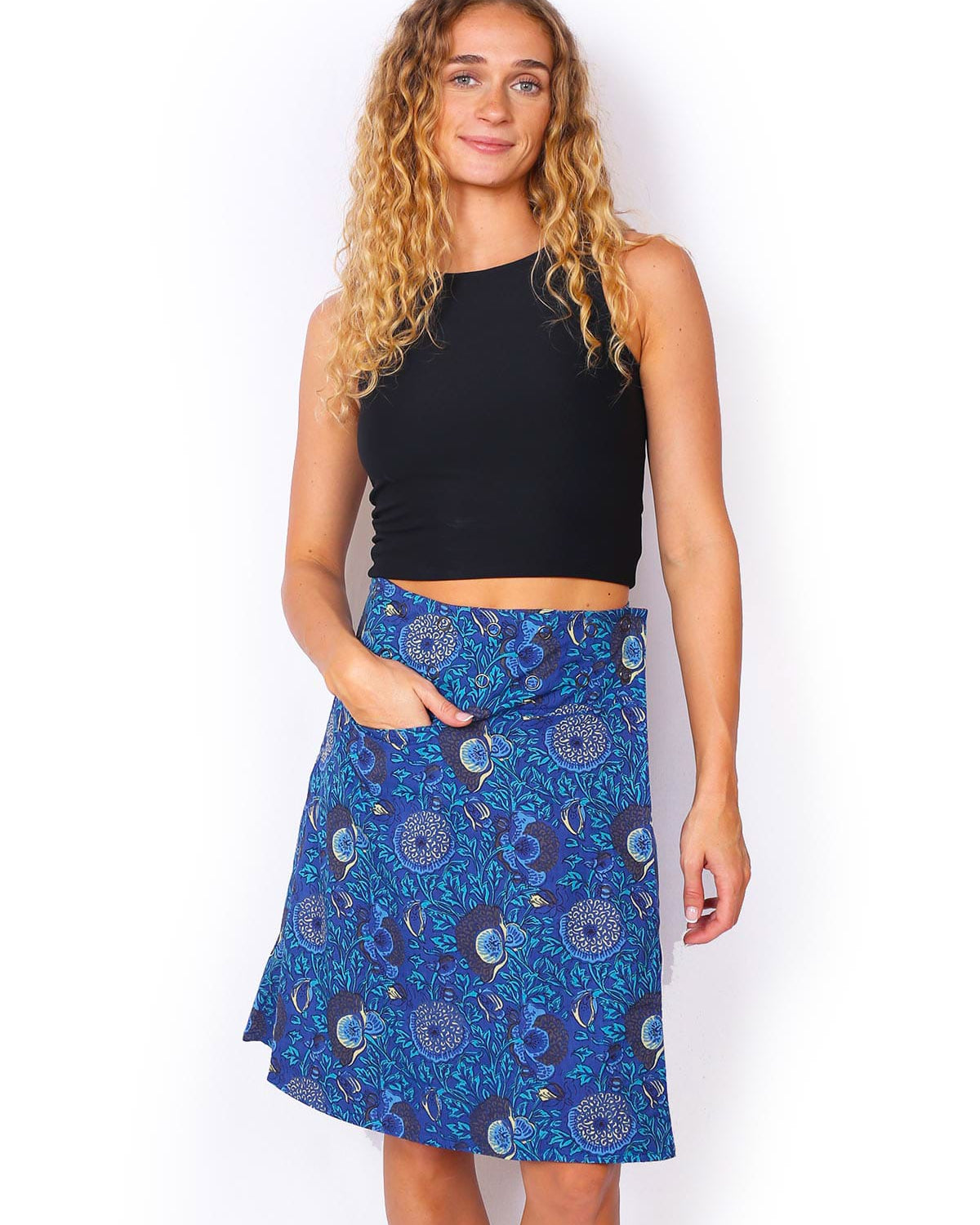 OM Designs OM Designs Reversible Chameleon Skirt - Secret Garden Blue/Pink OM Designs Reversible Chameleon Skirt - Secret Garden Blue/Pink Splash Swimwear Skirt O/S 1000030823