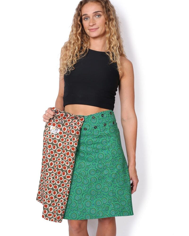 OM Designs OM Designs Reversible Chameleon Skirt - Thar Desert/Spiral Green OM Designs Reversible Chameleon Skirt - Thar Desert/Spiral Green Splash Swimwear Skirt O/S 1000030822