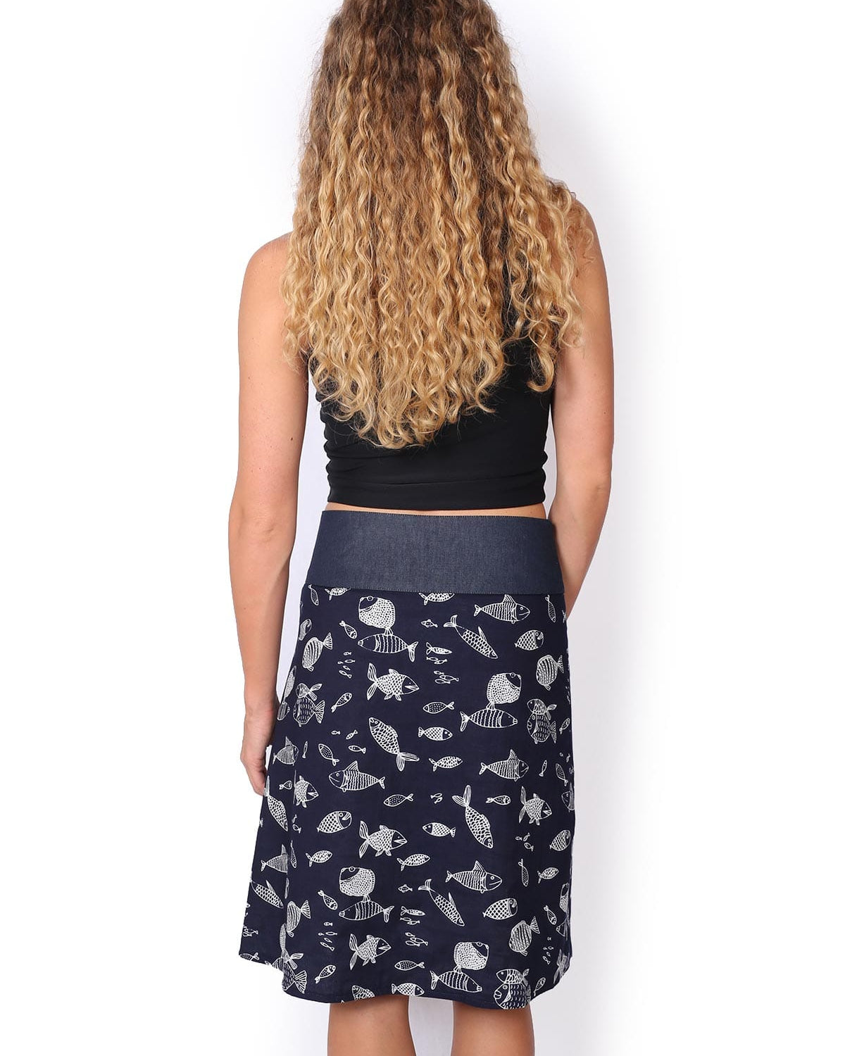 OM Designs OM Designs Reversible New Energy Skirt Long - Navy Fish/Crocodiles 46927671041753 OM Designs Reversible New Energy Skirt Long - Navy Fish/Crocodiles Splash Swimwear Skirt O/S 86927671041753