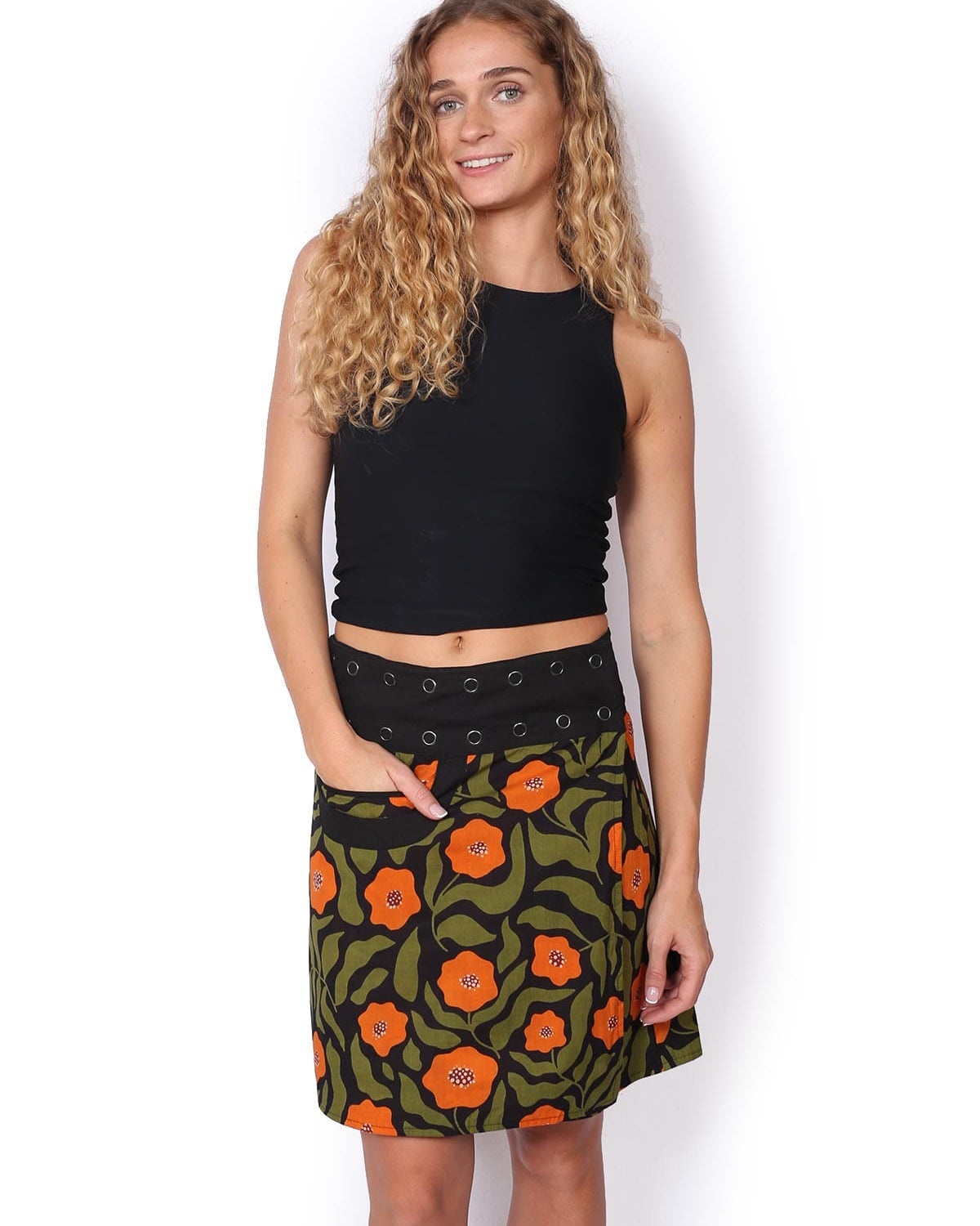 OM Designs OM Designs Reversible New Energy Skirt Short - Navy Florals/Poppy Orange OM Designs Reversible New Energy Skirt Short - Navy Florals/Poppy Orange Splash Swimwear Skirt O/S 1000030815