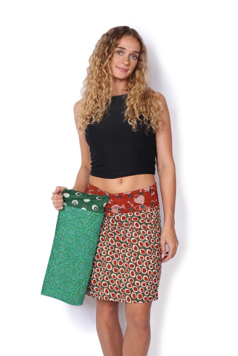 OM Designs OM Designs Reversible New Energy Skirt Short - Thar Desert/Spiral Green OM Designs Reversible New Energy Skirt Short - Thar Desert/Spiral Green Splash Swimwear Skirt O/S 1000030816