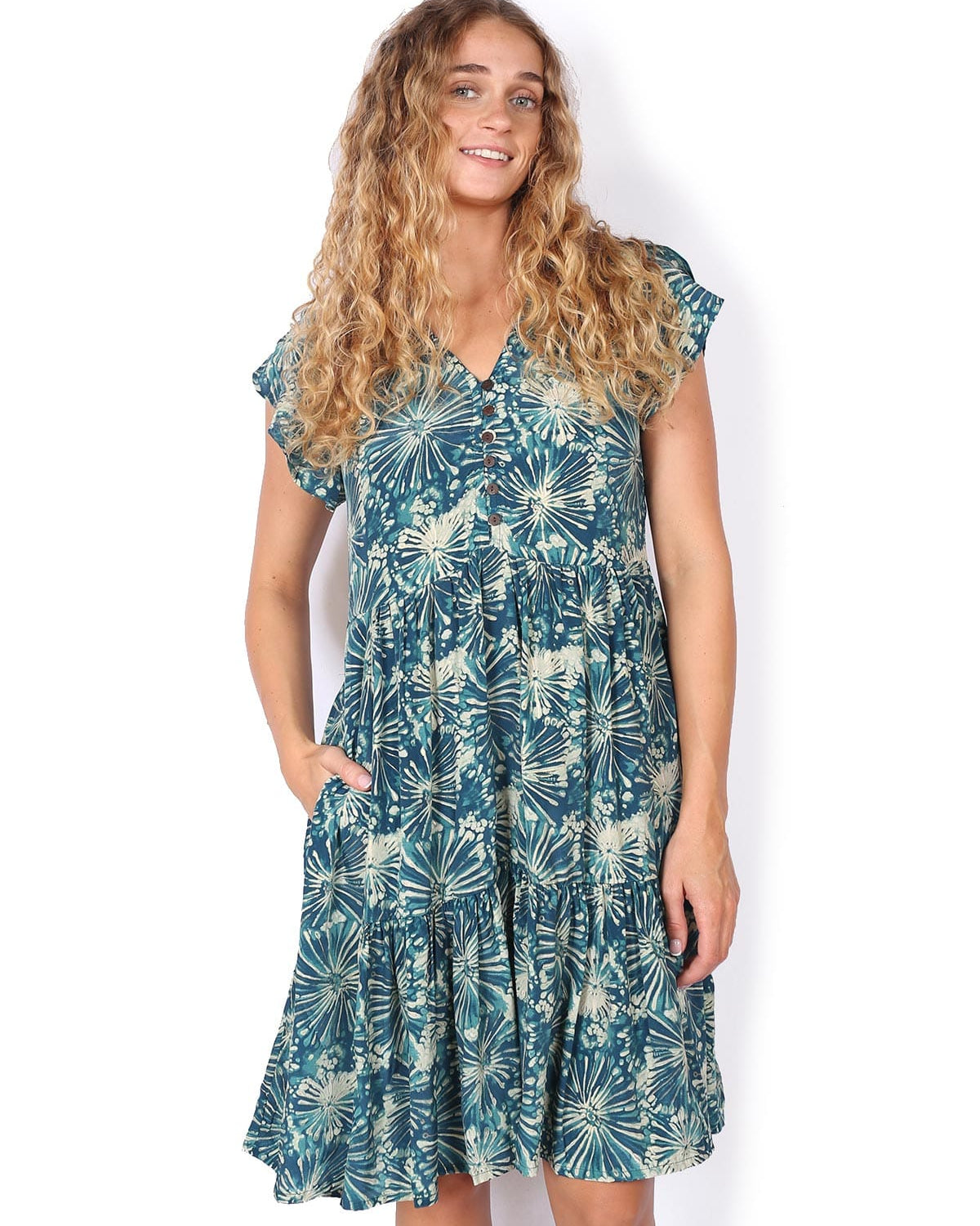 OM Designs OM Designs Sasha Dress - Fireworks Teal OM Designs Sasha Dress - Fireworks Teal Splash Swimwear Dresses