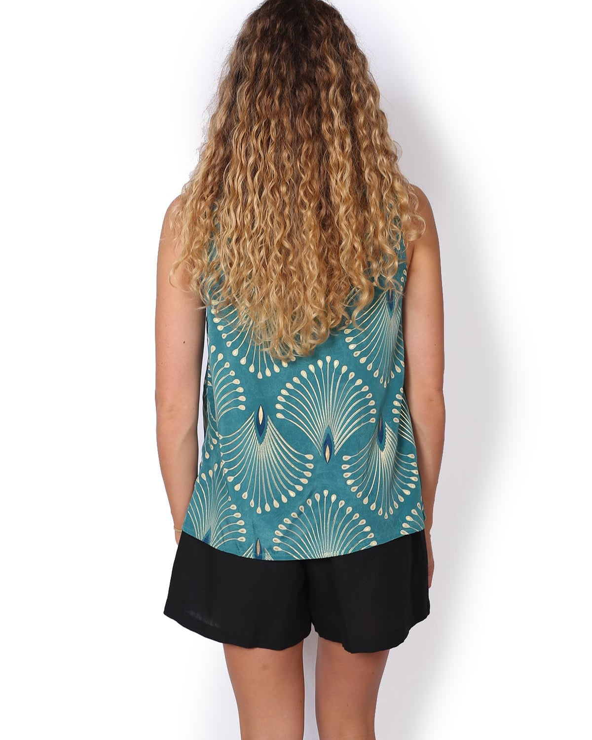 OM Designs OM Designs Tip Top - Peacock Teal OM Designs Jaydee Reversible Top - Abstract Black / Abstract Blue Splash Swimwear Tops