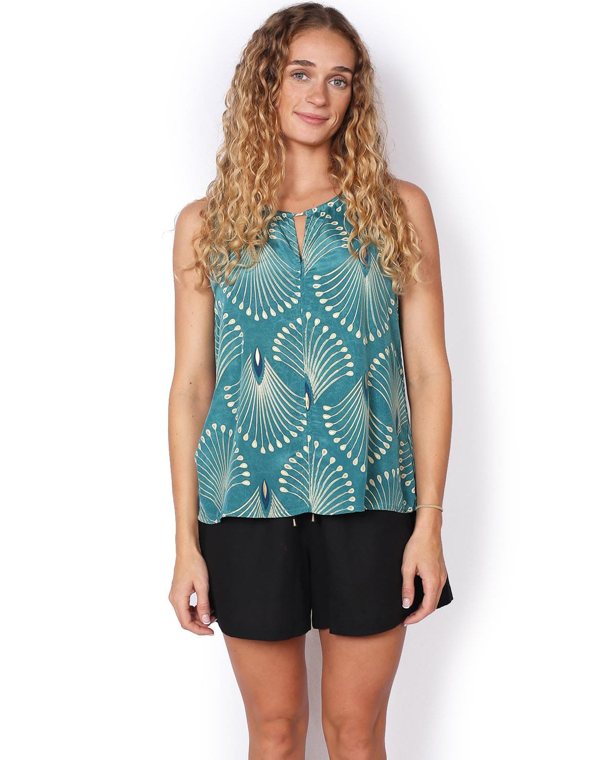 OM Designs OM Designs Tip Top - Peacock Teal OM Designs Jaydee Reversible Top - Abstract Black / Abstract Blue Splash Swimwear Tops