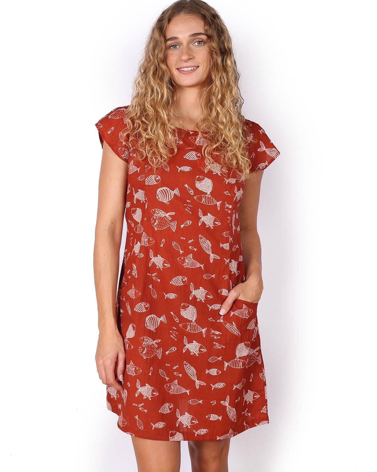 OM Designs OM Designs Zaylee Dress - Ochre Fish OM Designs Zaylee Dress - Ochre Fish Splash Swimwear Dresses