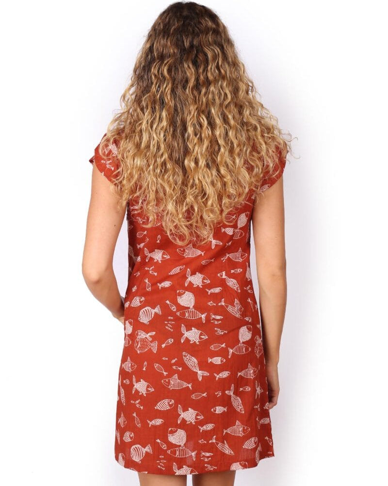 OM Designs OM Designs Zaylee Dress - Ochre Fish OM Designs Zaylee Dress - Ochre Fish Splash Swimwear Dresses