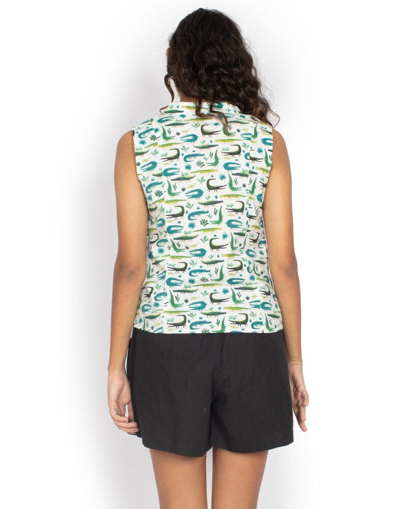 OM Designs Tops Zoe Top - Crocodiles