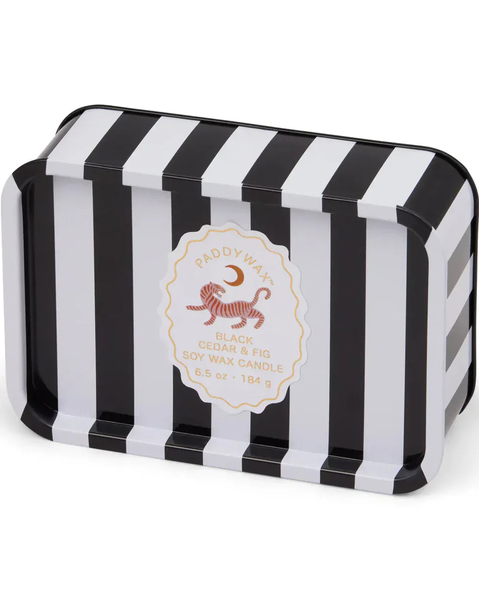 Paddywax Adopo 6.5 oz Printed Tin Tiger Candle - Black Cedar & Fig Paddywax Adopo Eye Ceramic Candle 8oz - Incense & Smoke Splash Swimwear