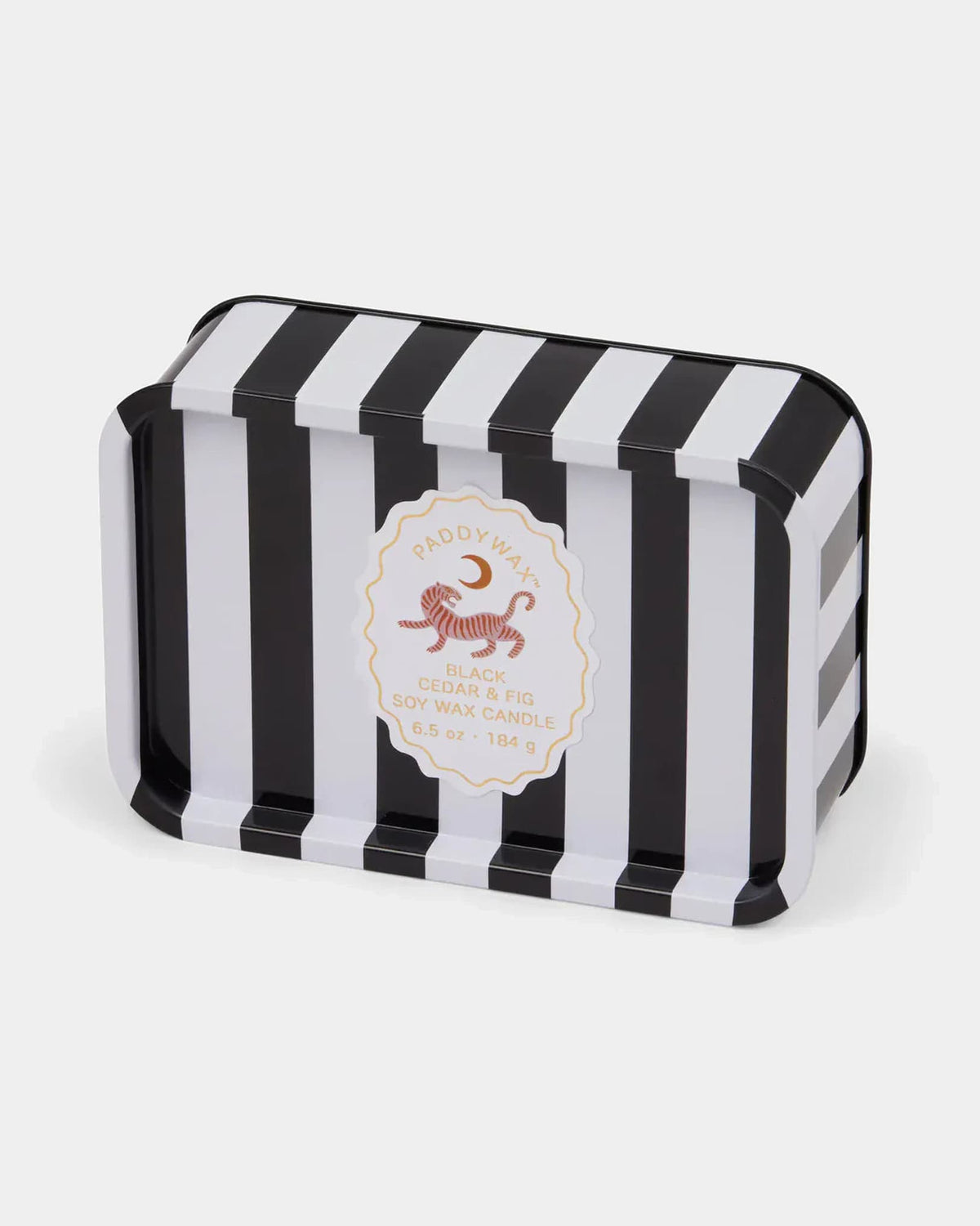 Paddywax Adopo 6.5 oz Printed Tin Tiger Candle - Black Cedar & Fig 23432821083961 Adopo 6.5 oz Printed Tin Tiger Candle - Black Cedar & Fig Splash Swimwear Accessories 840214823589