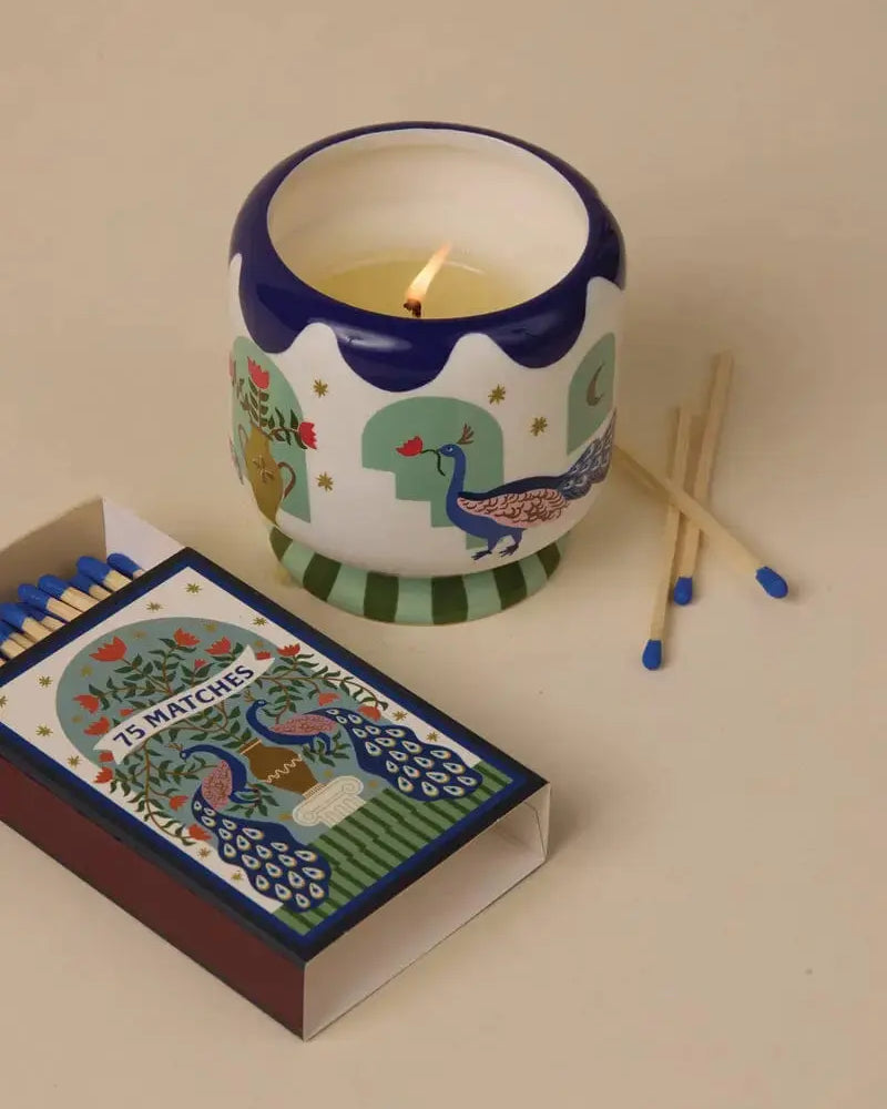 Paddywax Adopo Peacock Ceramic Candle 8oz - Misted Lime Paddywax Adopo Eye Ceramic Candle 8oz - Incense & Smoke Splash Swimwear
