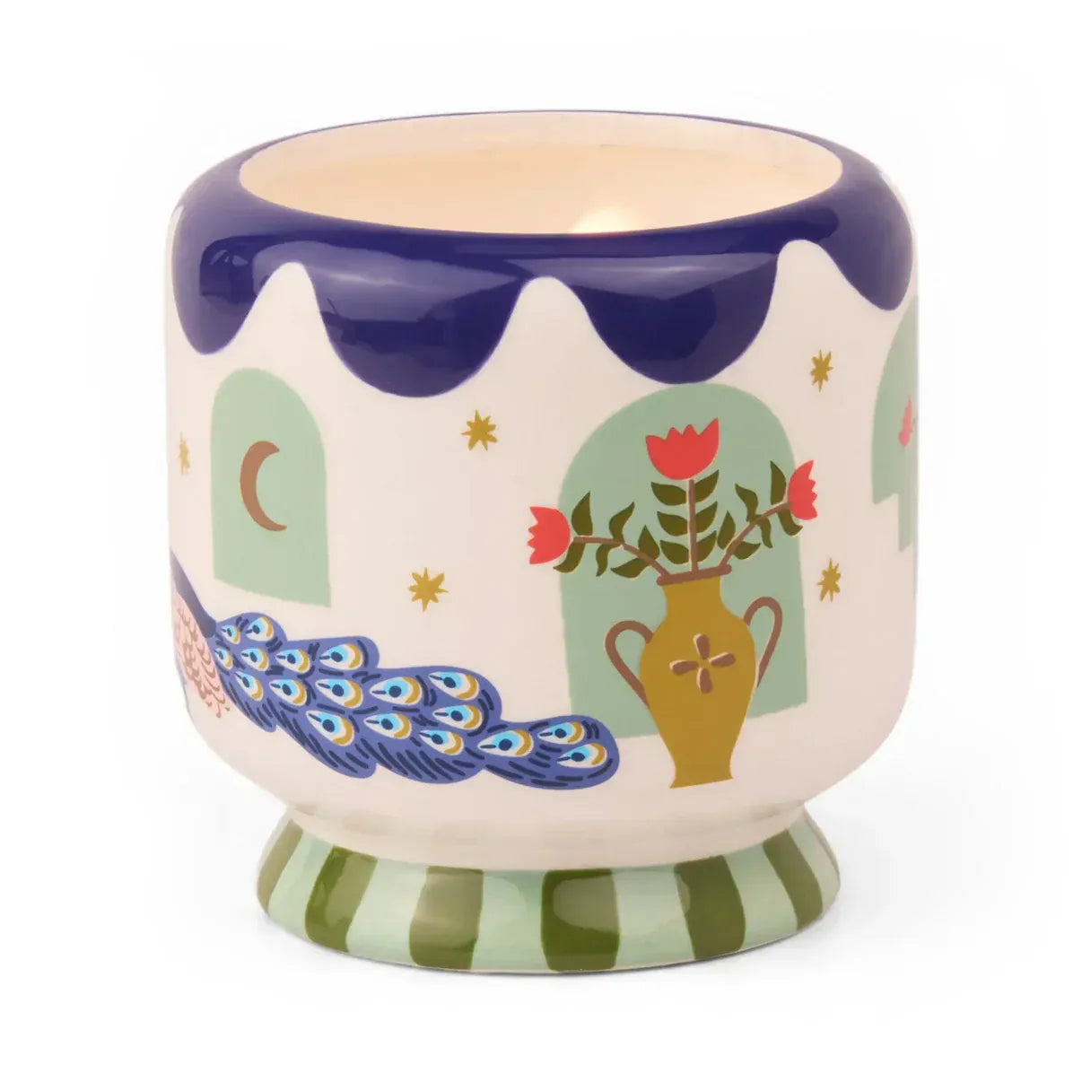 Paddywax Adopo Peacock Ceramic Candle 8oz - Misted Lime Paddywax Adopo Eye Ceramic Candle 8oz - Incense & Smoke Splash Swimwear