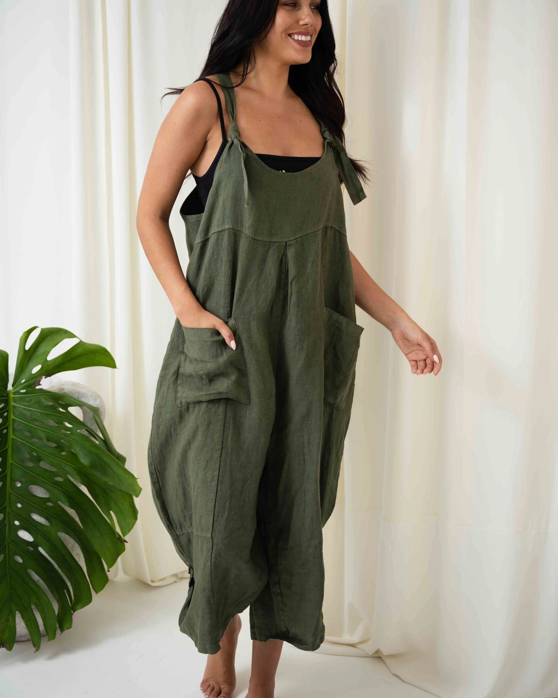 Portofino Jovie Baggy Linen Jumpsuit Jovie Baggy Linen Jumpsuit Splash Swimwear Playsuits & Jumpsuits