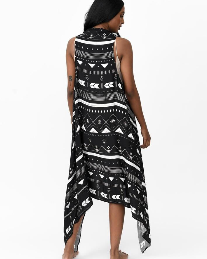 Possi the Label Freya Duster Vest Tribal - Black & Silver PLT-FDV101 Splash Swimwear Clothing O/S 794712263876
