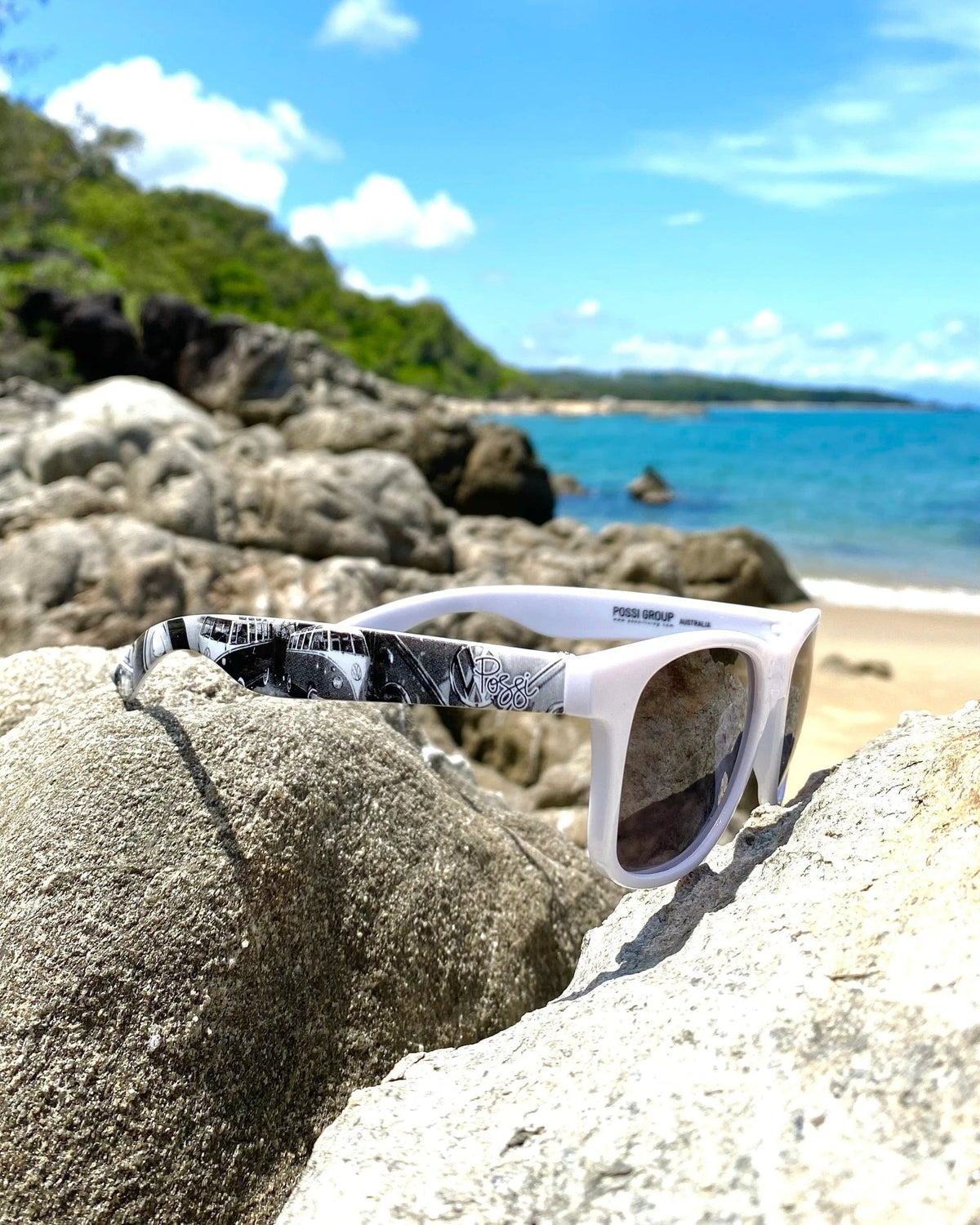 Possi the Label Ultra-Lite Sunglasses - White Kombis (White) PSUN110-W Splash Swimwear Sunglasses 794712263265