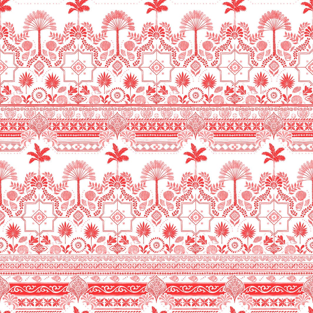 Possi the Label Zahlia Short Kimono Mediterranean - Red & White Splash Swimwear Clothing