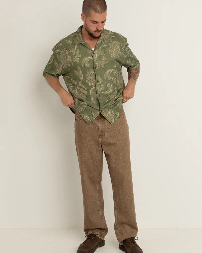 Rhythm Mens Astral Bloom Ss Shirt - Olive Rhythm Astral Bloom Ss Shirt Splash Swimwear