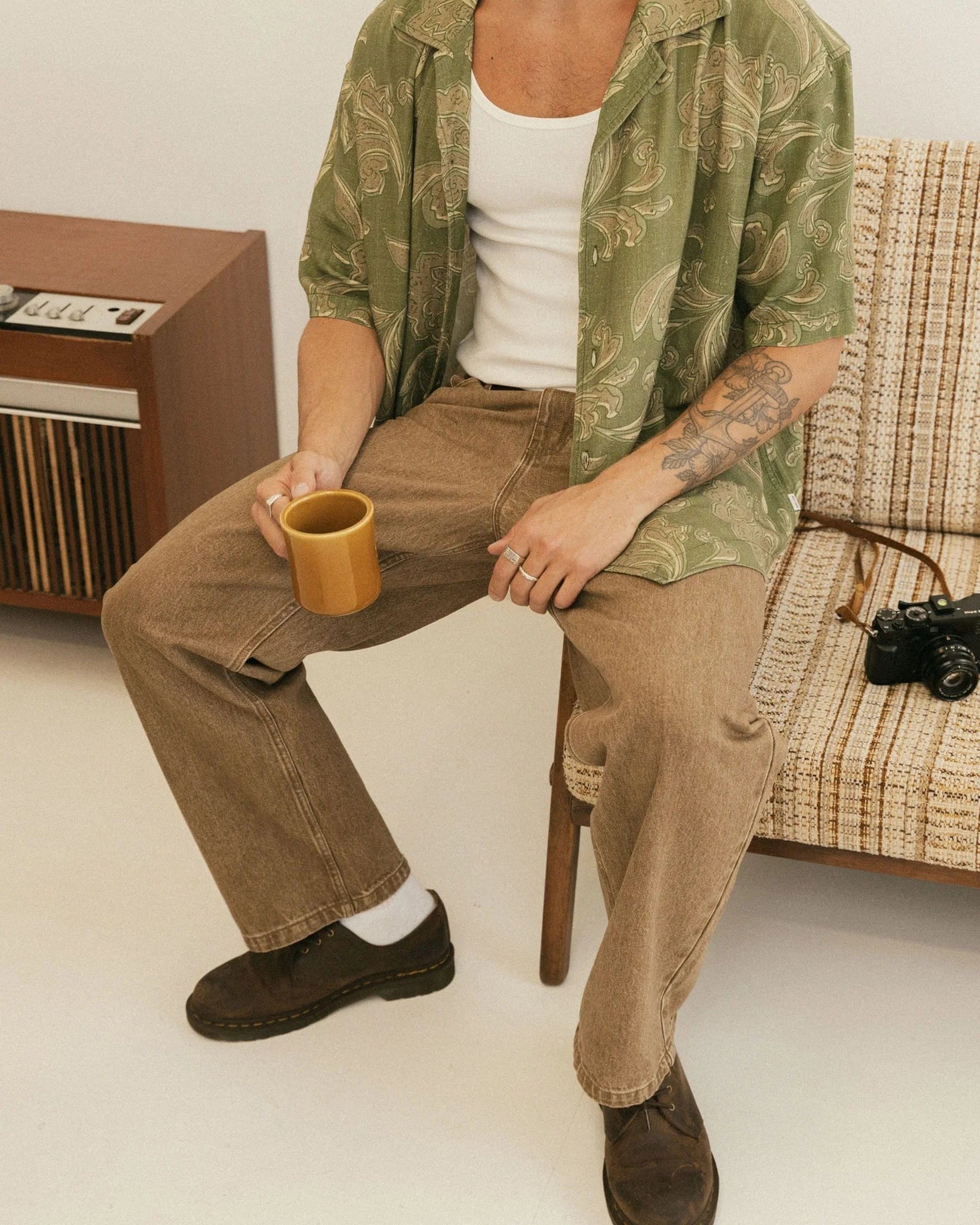 Rhythm Mens Astral Bloom Ss Shirt - Olive Rhythm Astral Bloom Ss Shirt Splash Swimwear