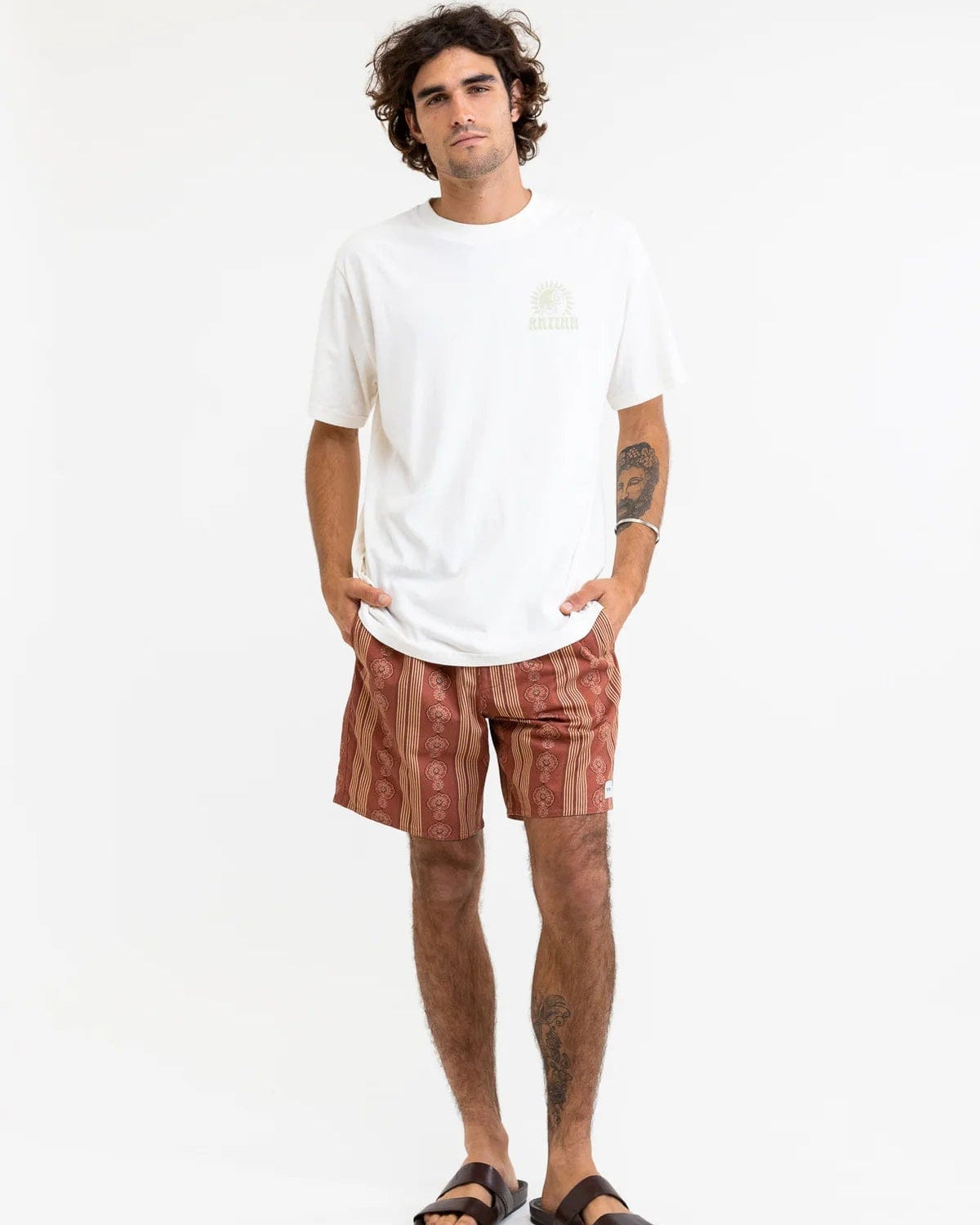 Rhythm Mens Box Jam - Baked Clay Splash Swimwear Clothing