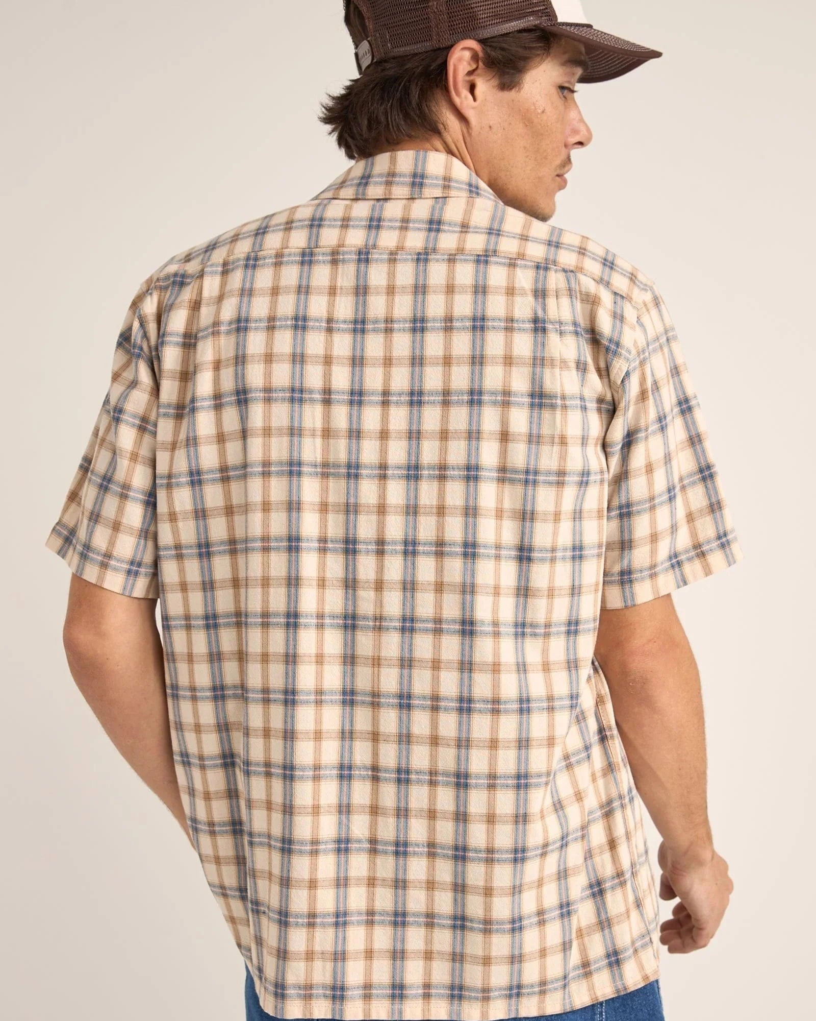Rhythm Mens Check SS Shirt - Natural Rhythm Check SS Shirt - Natural Splash Swimwear Mens