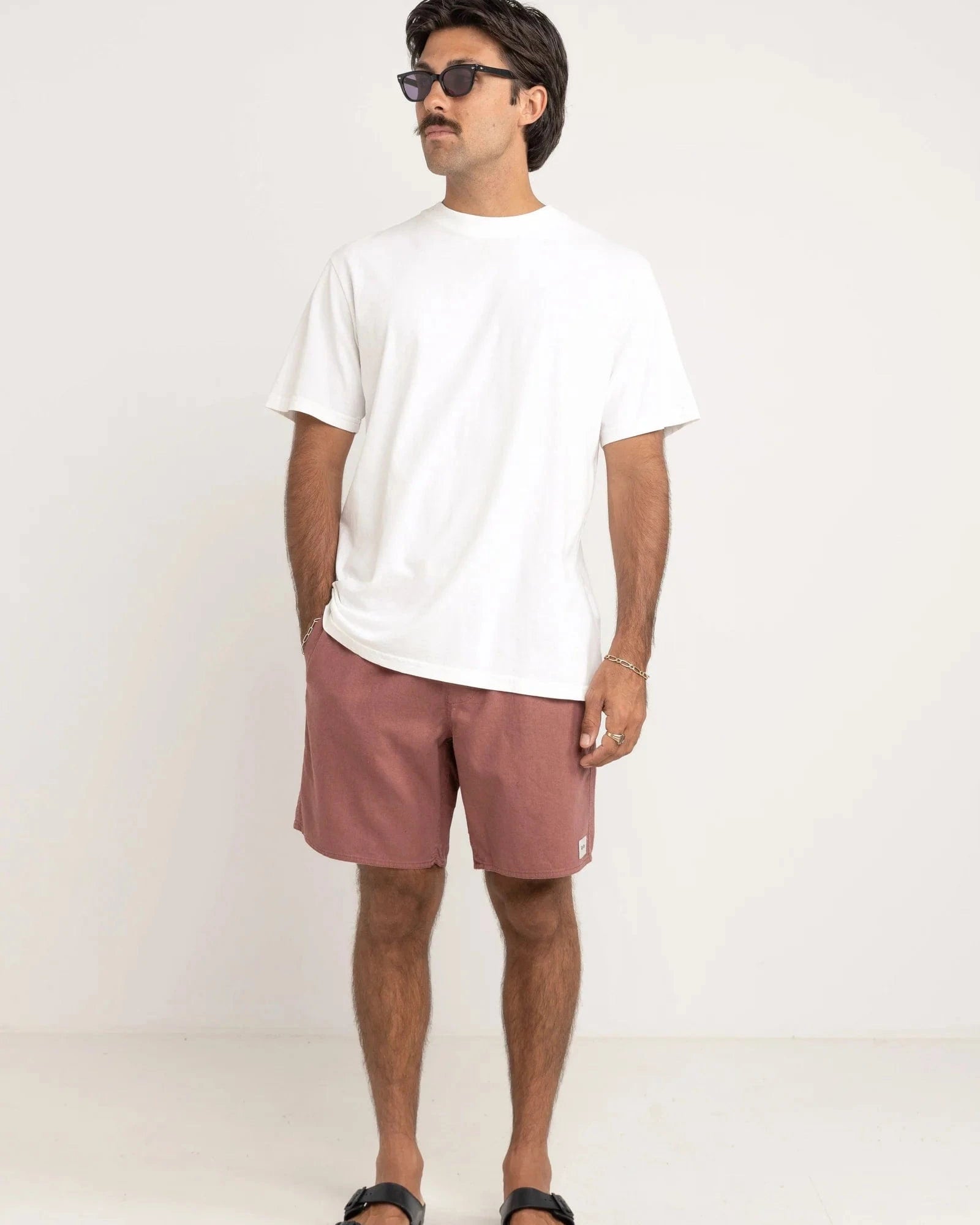 Rhythm Mens Classic Linen Jam - Merlot Rhythm Classic Line Jam - Merlot Splash Swimwear Mens Shorts