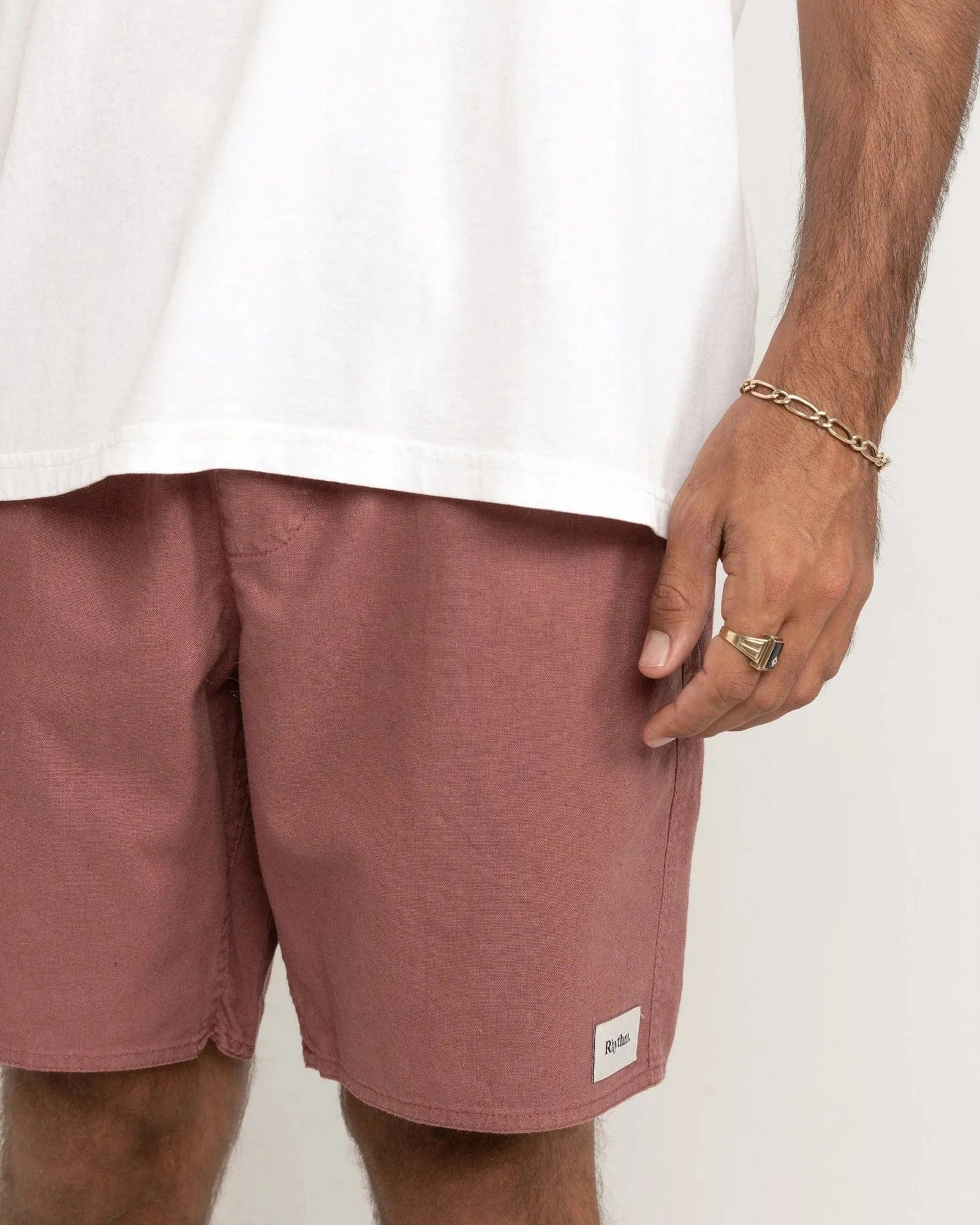 Rhythm Mens Classic Linen Jam - Merlot Rhythm Classic Line Jam - Merlot Splash Swimwear Mens Shorts
