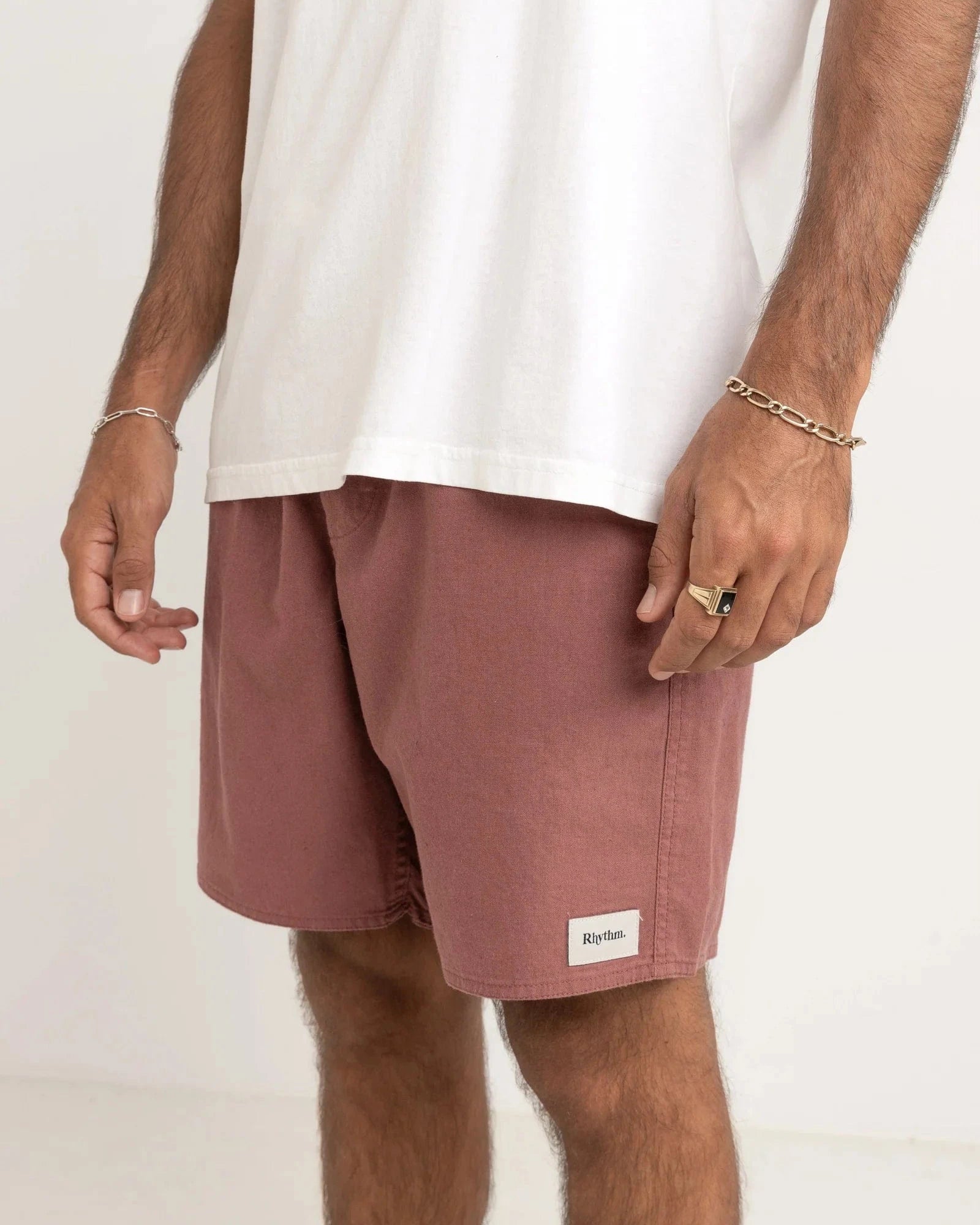 Rhythm Mens Classic Linen Jam - Merlot Rhythm Classic Line Jam - Merlot Splash Swimwear Mens Shorts