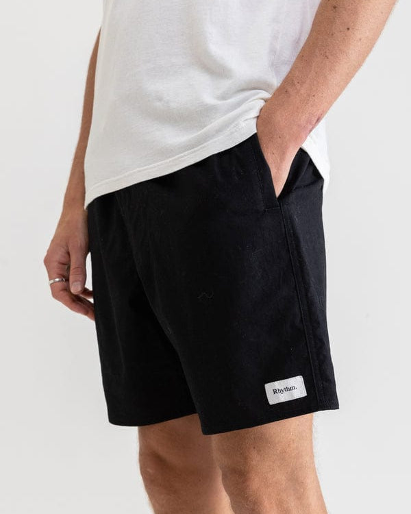 Rhythm Mens Classic Linen Jam Shorts CL21M-JA11 Splash Swimwear Mens Black / 30 9360397091779