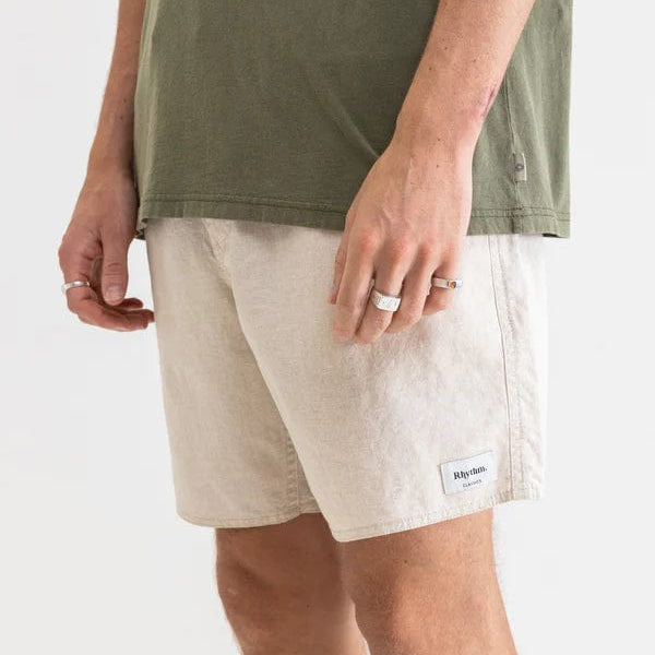 Rhythm Mens Classic Linen Jam Shorts CL21M-JA11 Splash Swimwear Mens Sand / 30 9360397091656