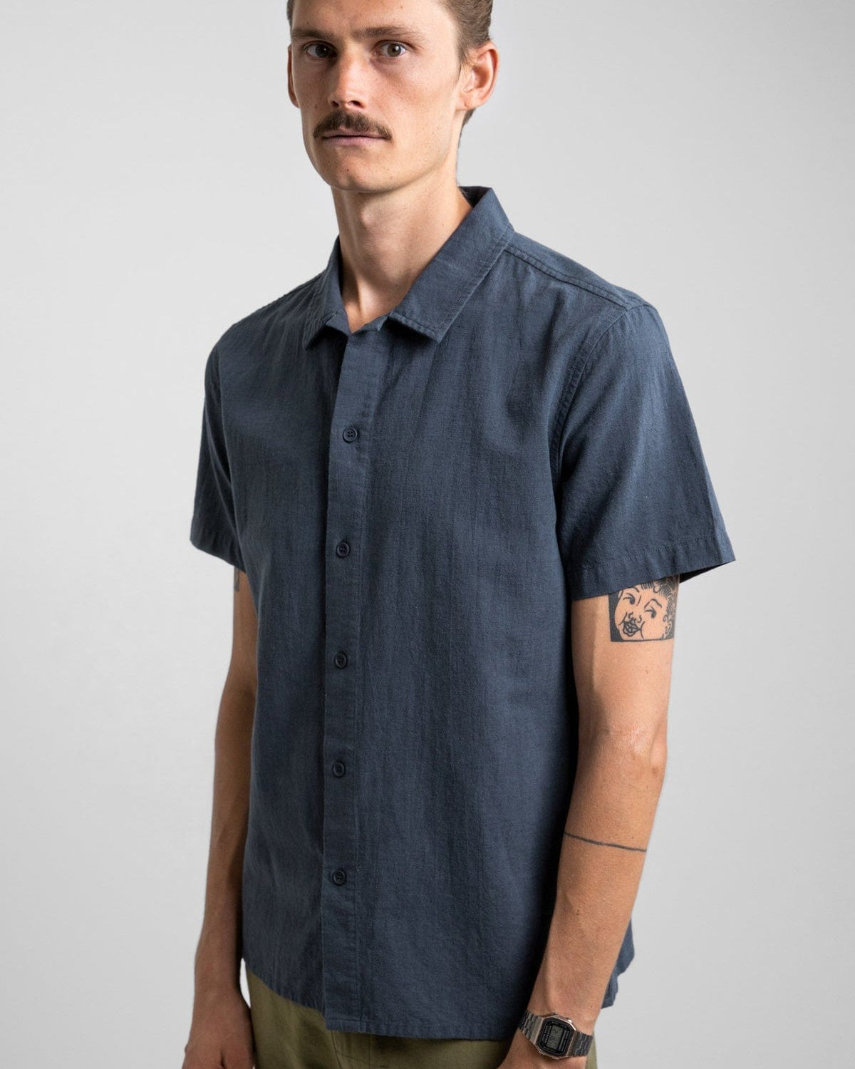 Rhythm Mens Classic Linen S/Sleeve Shirt Splash Swimwear Mens