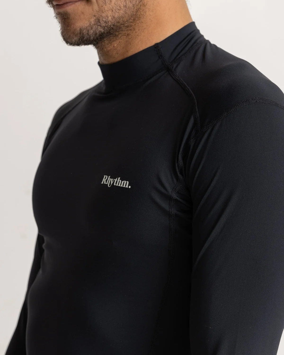 Rhythm Mens Classic Long Sleeve Rash Shirt - Black Rhythm Dobby Ss Shirt Tobacco Splash Swimwear