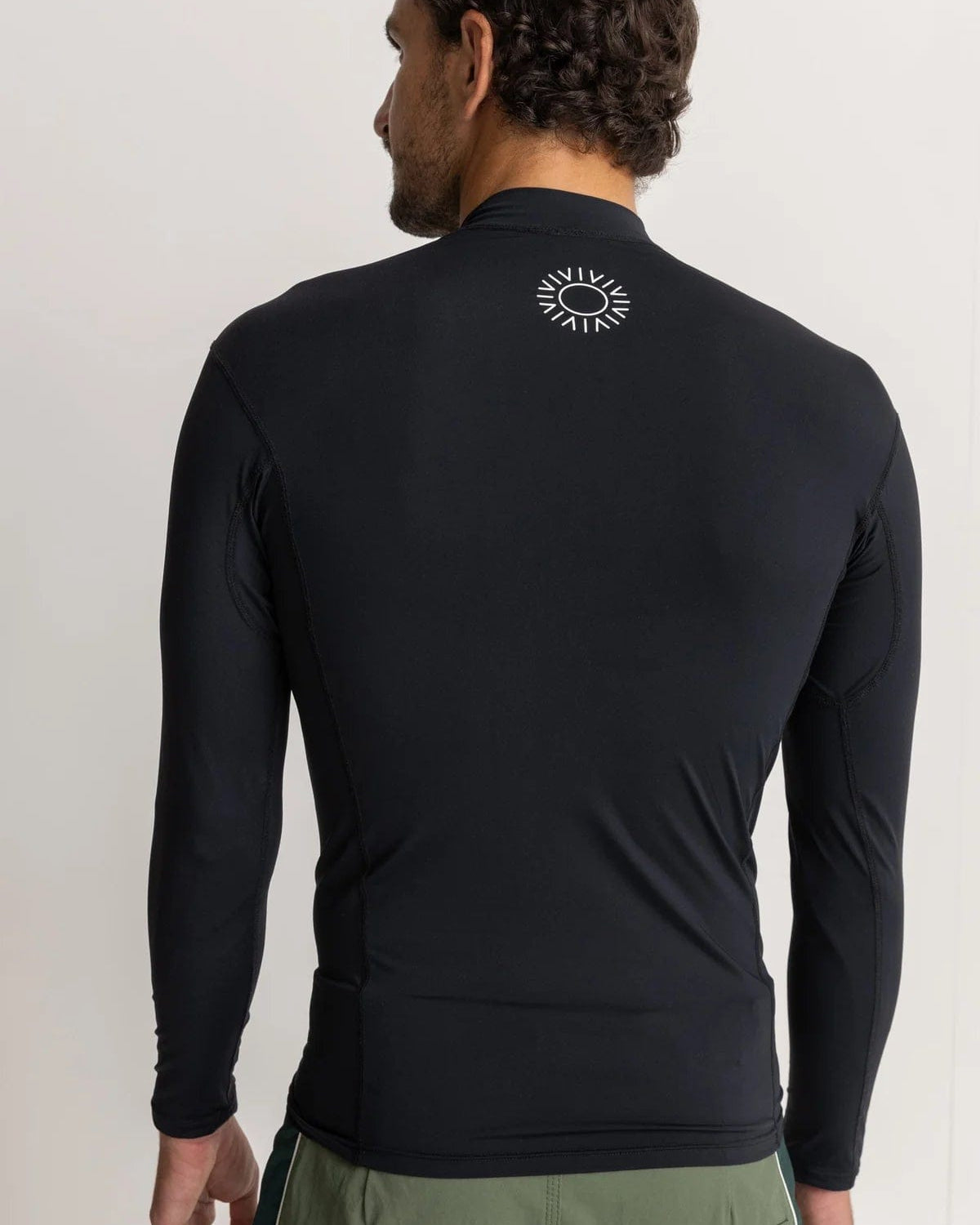 Rhythm Mens Classic Long Sleeve Rash Shirt - Black Rhythm Dobby Ss Shirt Tobacco Splash Swimwear