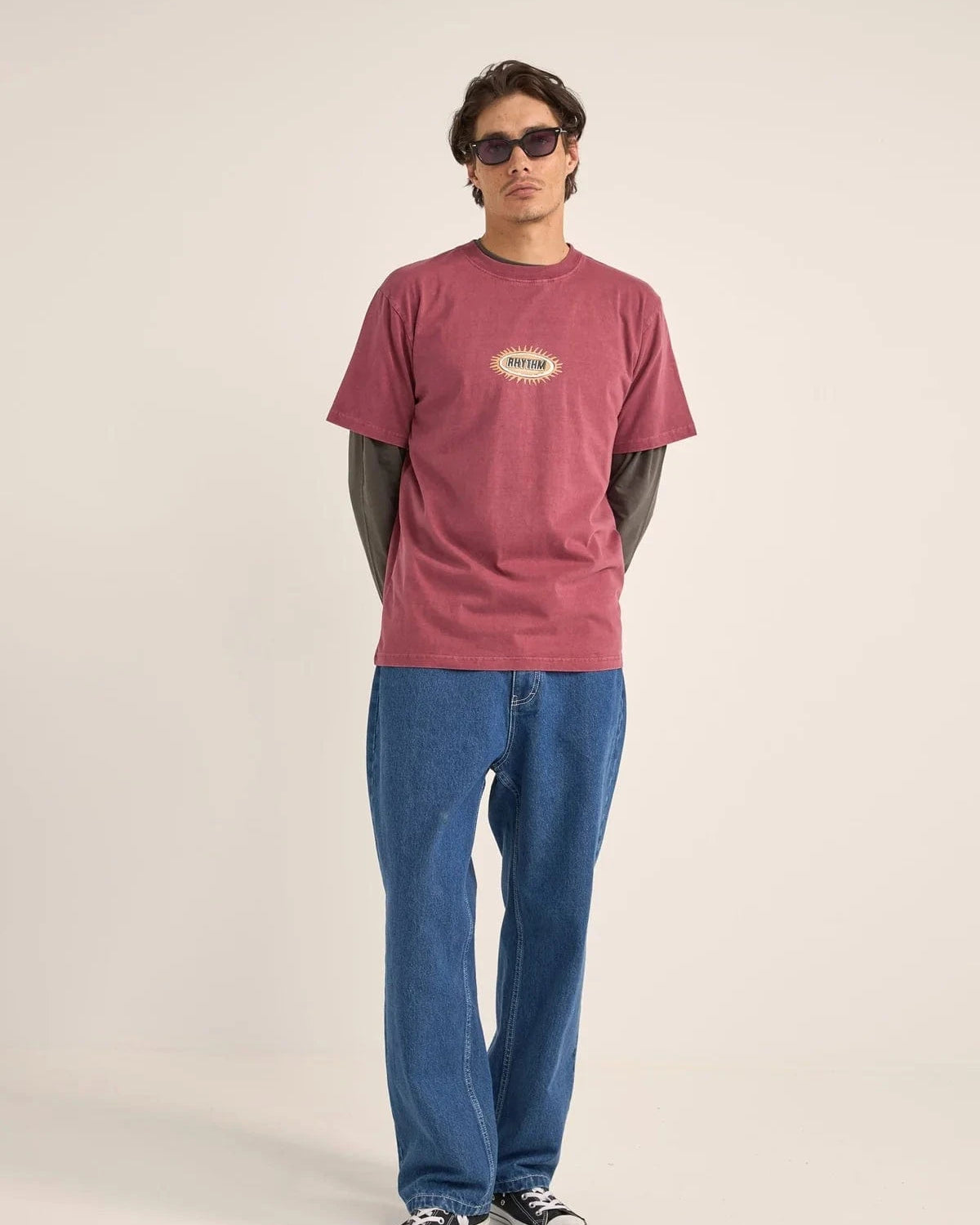 Rhythm Mens Ellipse Sun SS T-Shirt - Merlot Rhythm Ellipse Sun SS T-Shirt - Merlot Splash Swimwear Mens