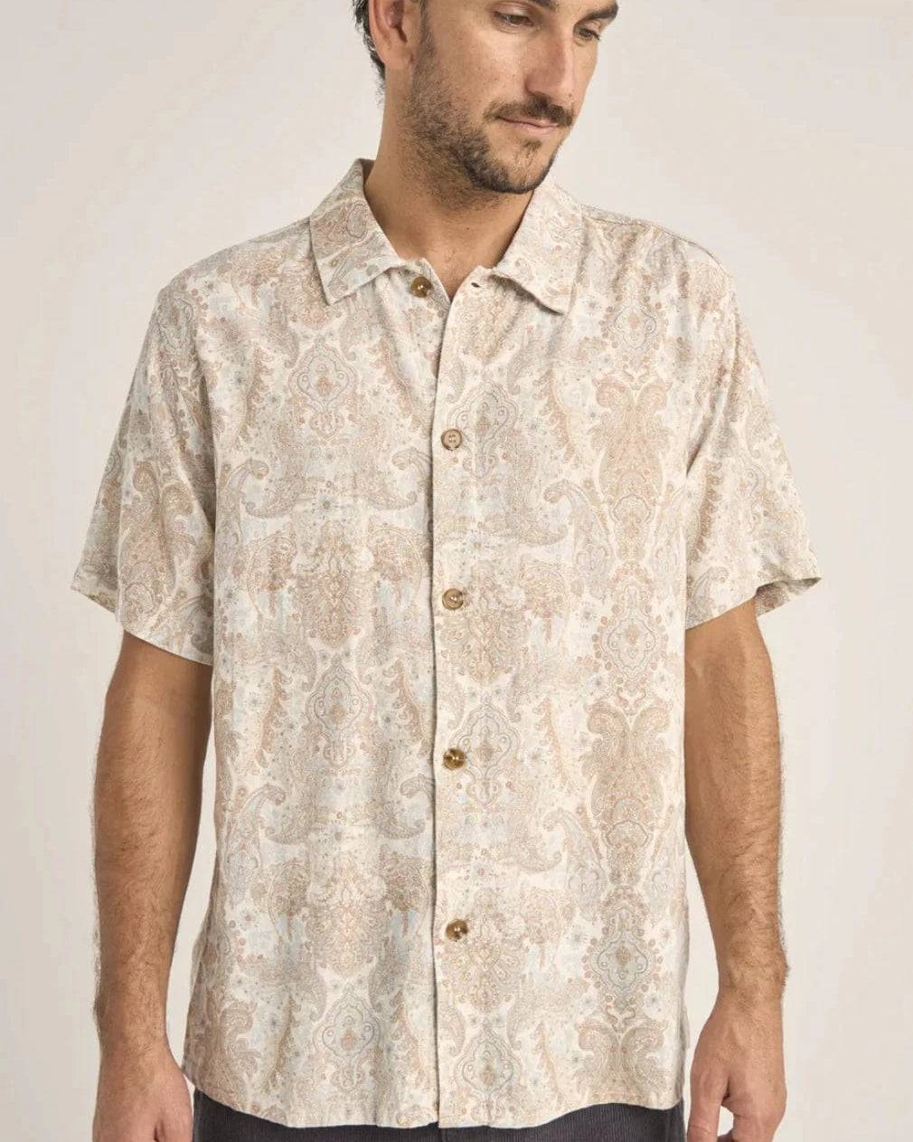 Rhythm Mens Jean Paisley SS Shirt - Cream Rhythm Jean Paisley SS Shirt - Cream Splash Swimwear Mens