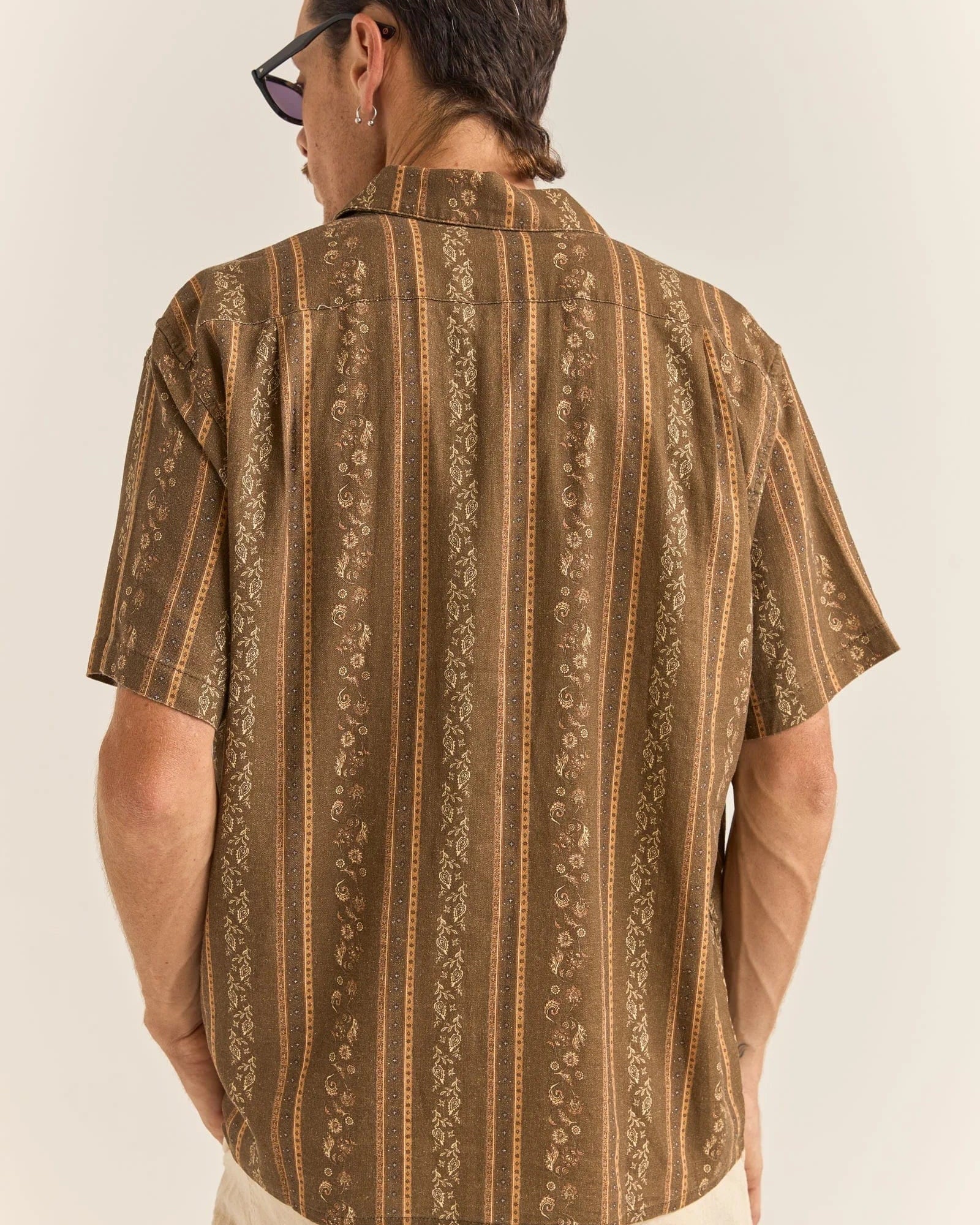 Rhythm Mens Paisley Stripe Short Sleeve Shirt - Tobacco Rhythm Paisley Stripe Short Sleeve Shirt - Tobacco Splash Swimwear Mens Shirt