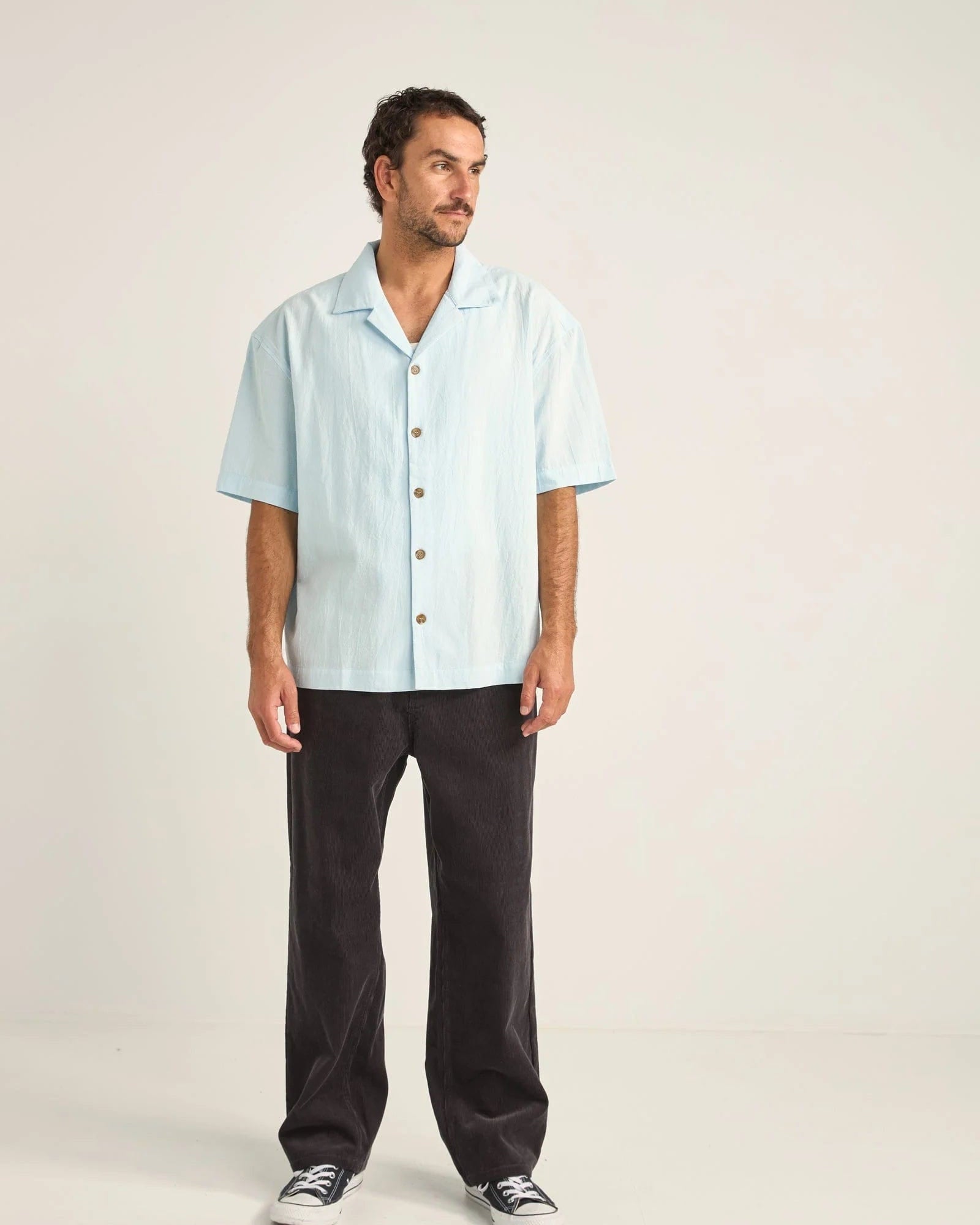 Rhythm Mens Relaxed Texture SS Shirt - Blue Rhythm Relaxed Texture SS Shirt - Blue Splash Swimwear Mens