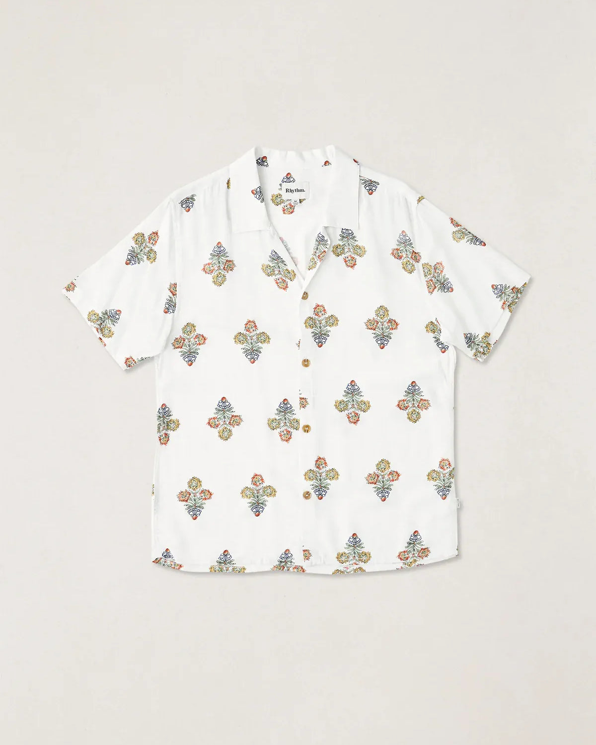 Rhythm Mens Rhythm Bouquet SS Shirt - Natural Rhythm Bouquet SS Shirt - Natural Splash Swimwear Mens Shirt