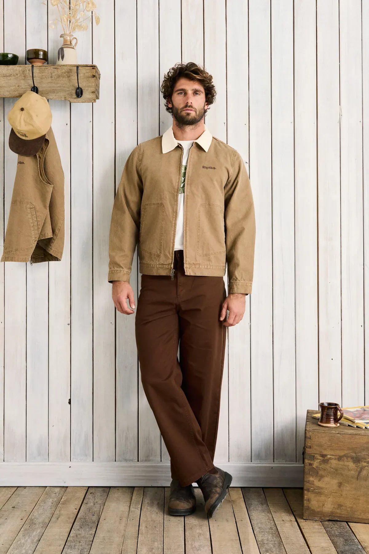 Rhythm Mens Rhythm Cultivation Canvas Jacket - Camel Rhythm Cultivation Canvas Jacket - Camel Splash Swimwear Jackets & Jumpers