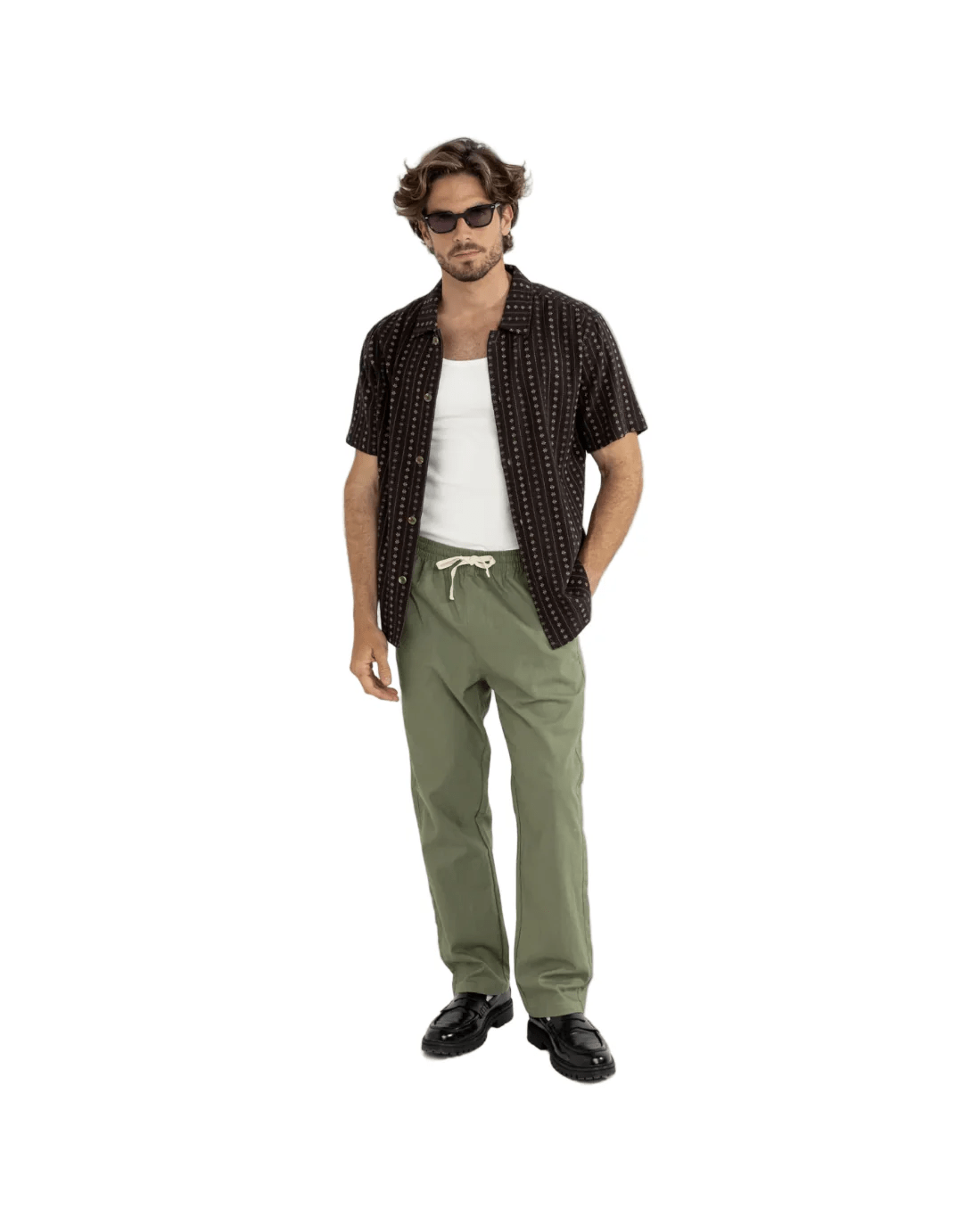 Rhythm Mens Rhythm Dakota Stripe SS Shirt - Chocolate Rhythm Dakota Stripe SS Shirt - Chocolate Splash Swimwear Mens