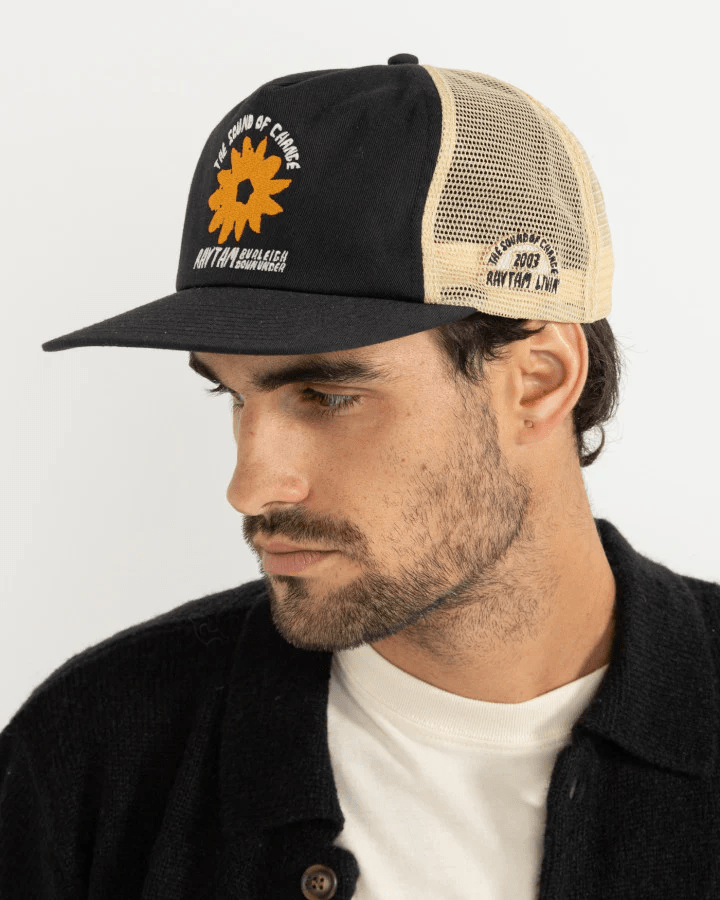 Rhythm Mens Rhythm Down Under Trucker Cap - Black 0725M-HW10-BLK Rhythm Down Under Trucker Cap - Black Splash Swimwear Mens O/S 9360397217261