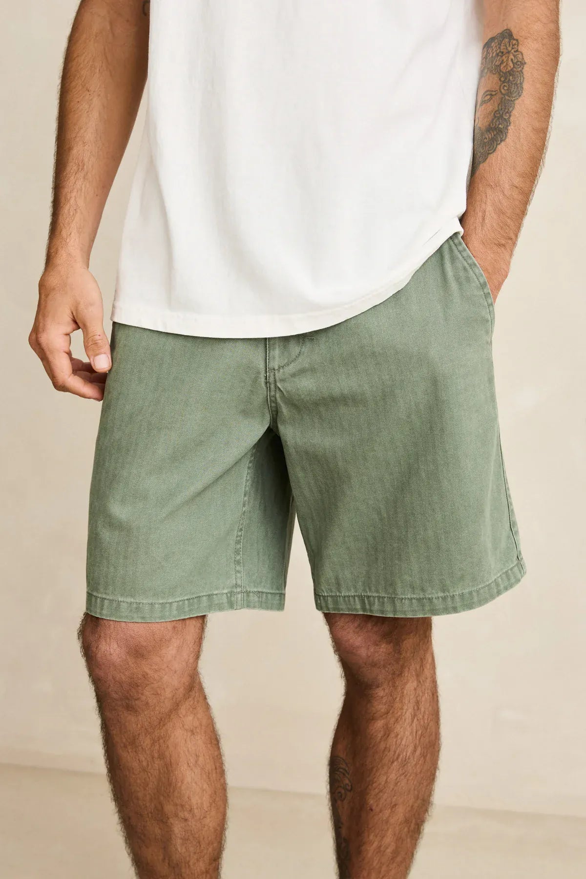 Rhythm Mens Rhythm Essential Herringbone Short - Olive Rhythm Essential Herringbone Short - Olive Splash Swimwear Mens Shorts