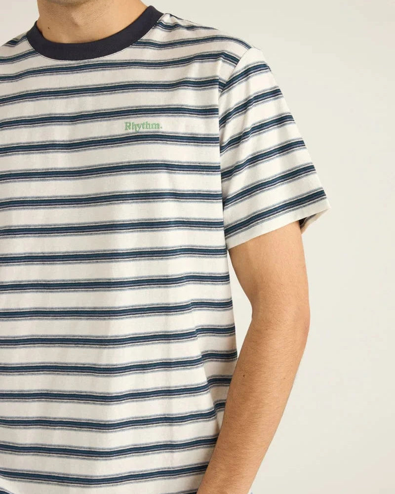Rhythm Mens Rhythm Everyday Stripe SS T-Shirt - Vintage White Rhythm Everyday Stripe SS T-Shirt - Vintage White Splash Swimwear Mens