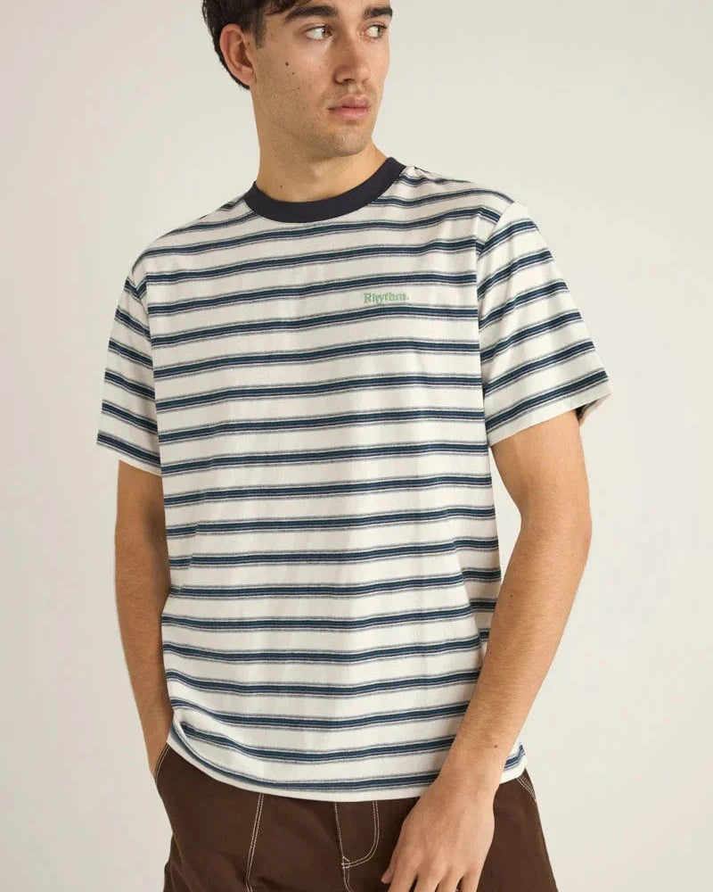 Rhythm Mens Rhythm Everyday Stripe SS T-Shirt - Vintage White Rhythm Everyday Stripe SS T-Shirt - Vintage White Splash Swimwear Mens