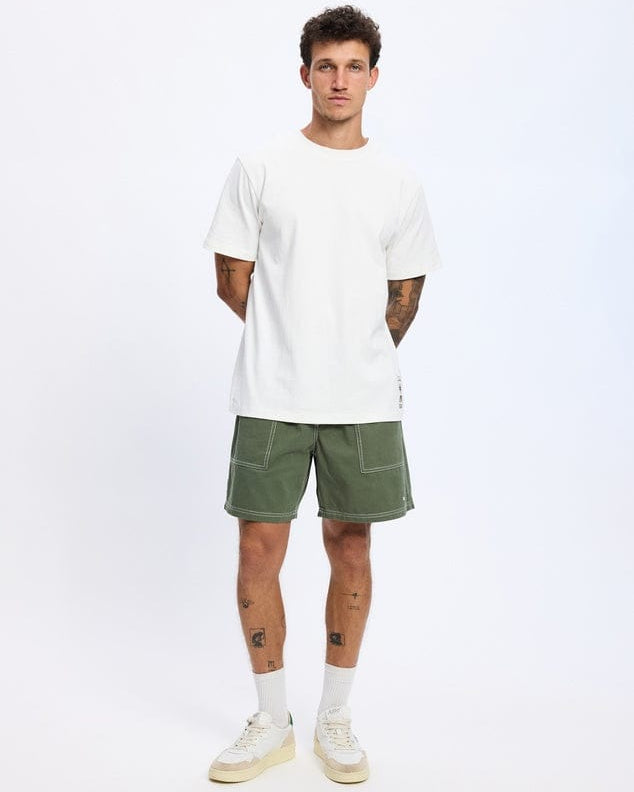 Rhythm Mens Rhythm Flagship Vintage Short Sleeved T-Shirt - Ecru Rhythm Flagship Vintage Short Sleeved T-Shirt - Ecru Splash Swimwear Mens